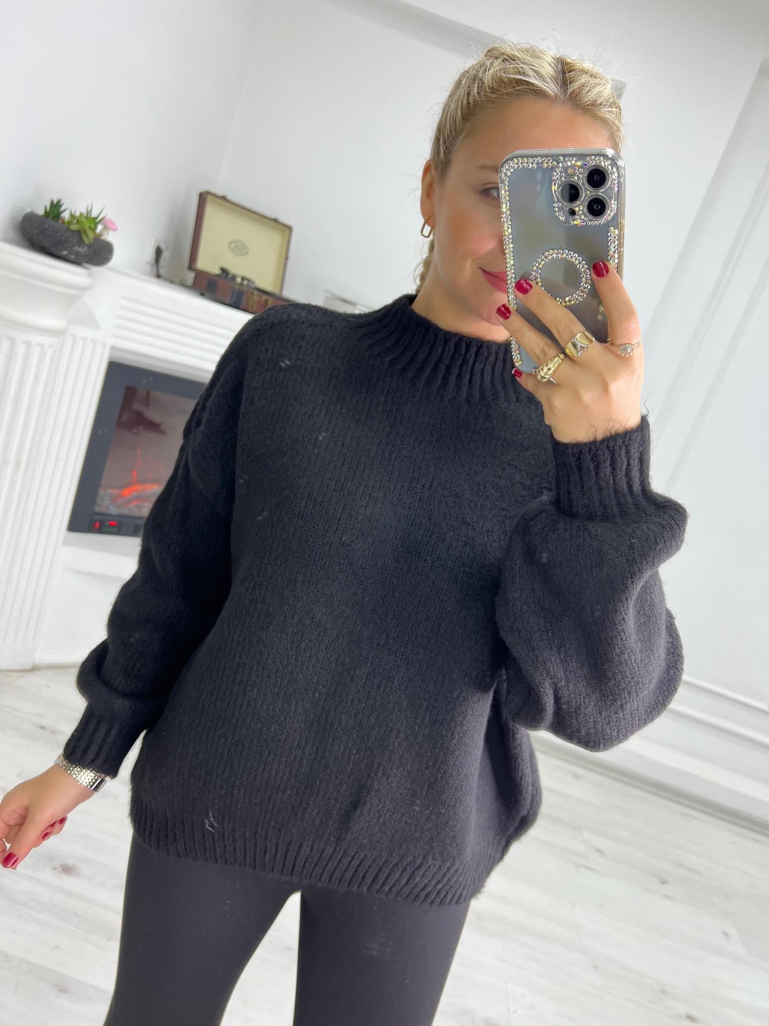 2441 Owersize Triko Kazak SİYAH