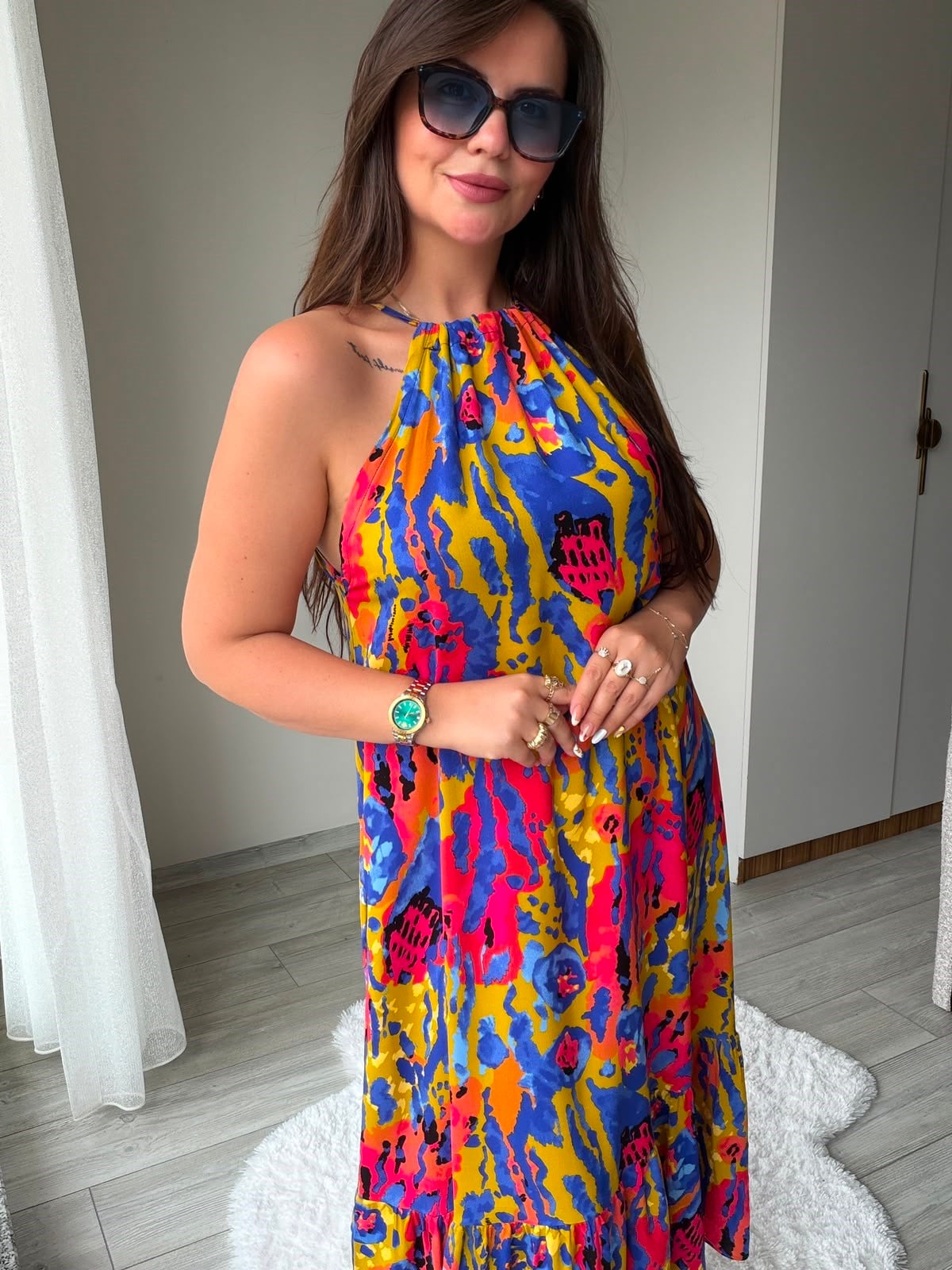 2449 Halter Yaka Viskon E lbise SARI