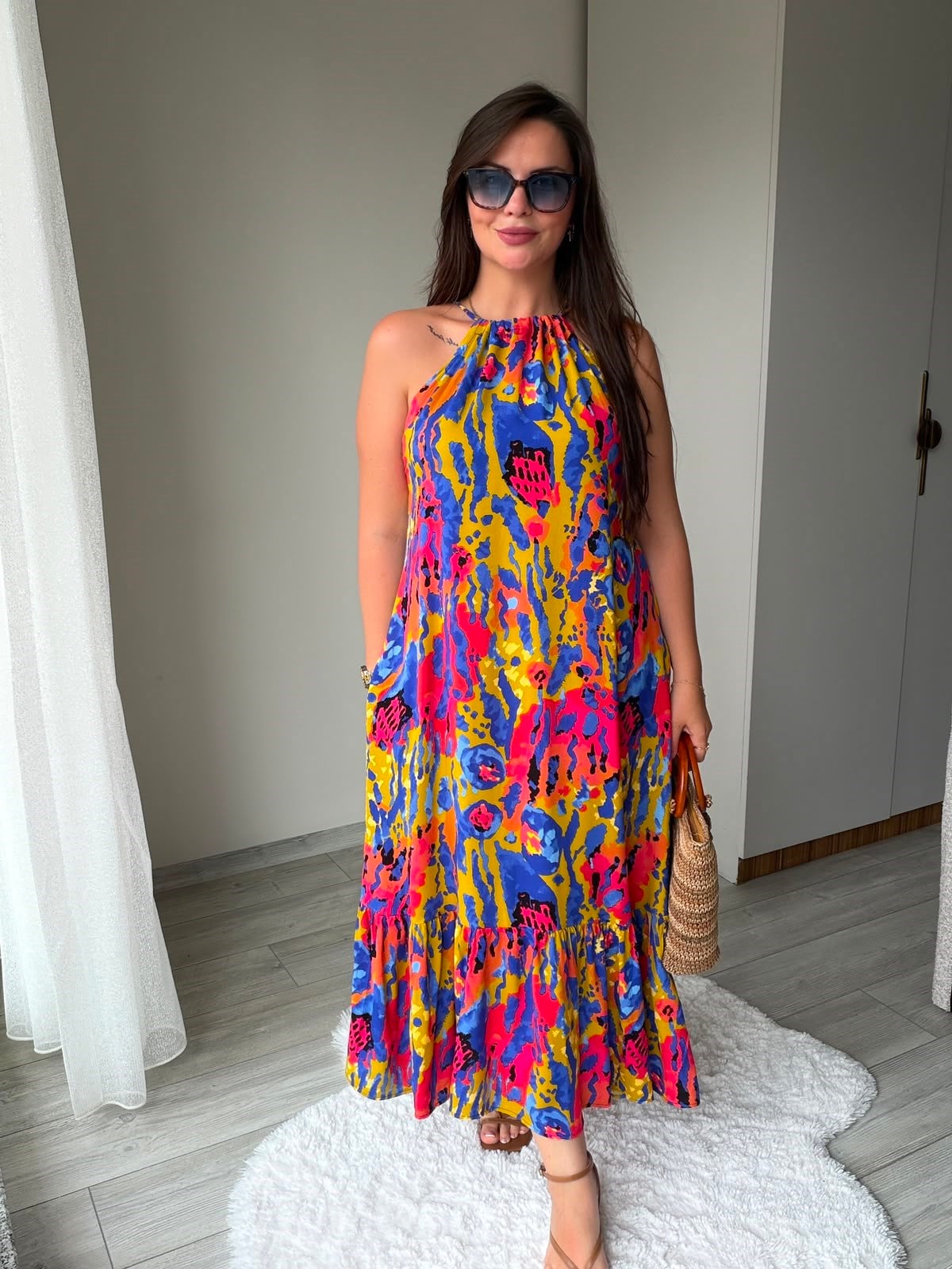 2449 Halter Yaka Viskon E lbise SARI