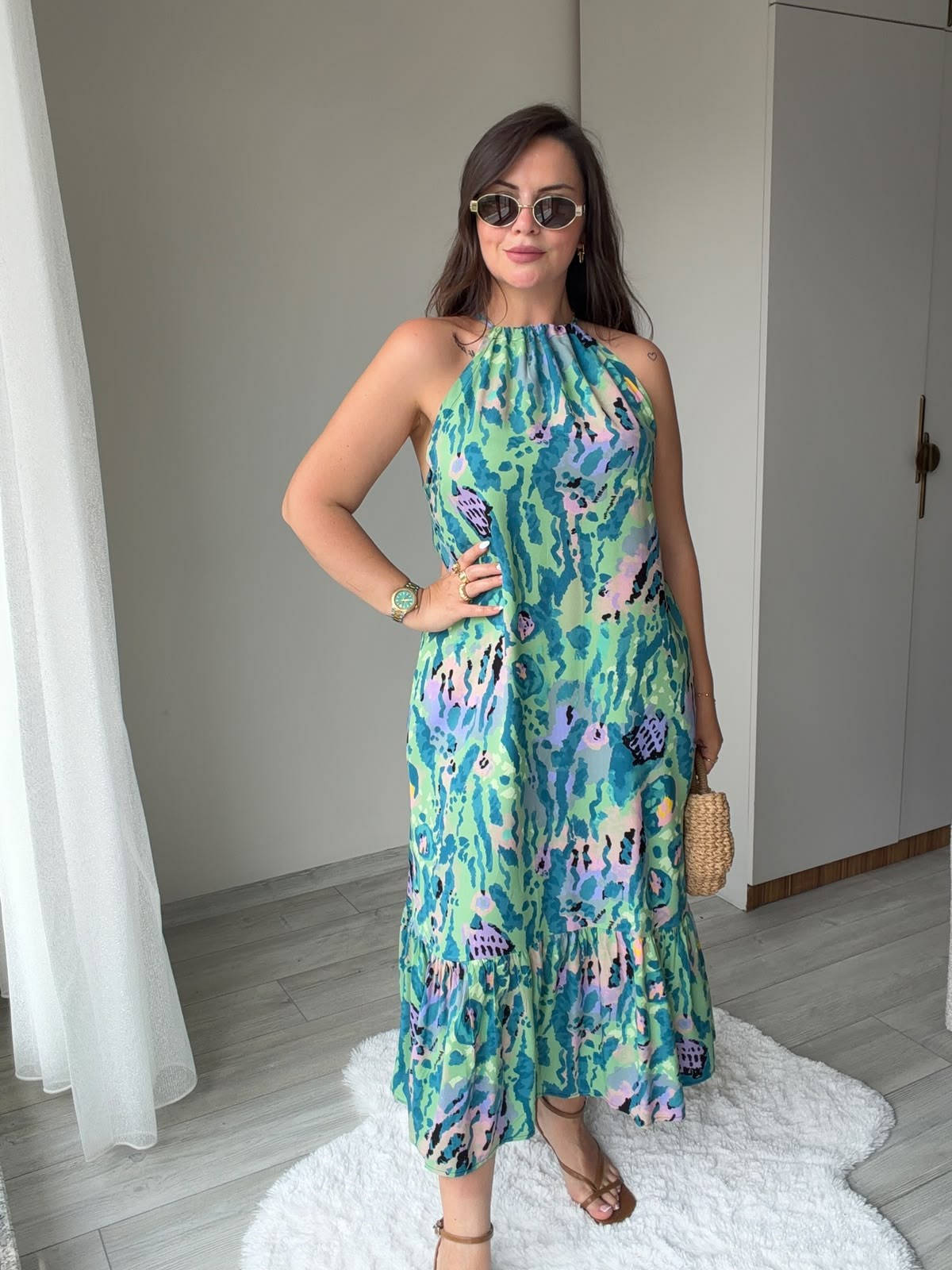 2449 Halter Yaka Viskon E lbise YEŞİL
