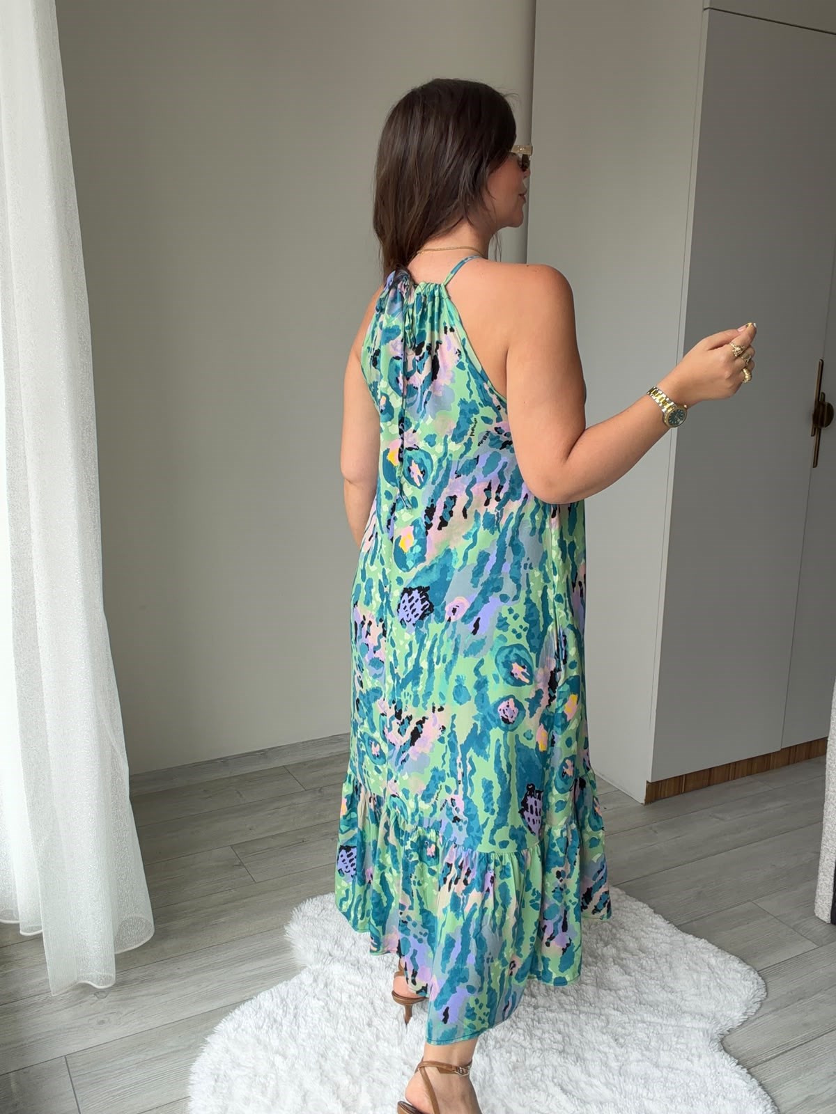 2449 Halter Yaka Viskon E lbise YEŞİL