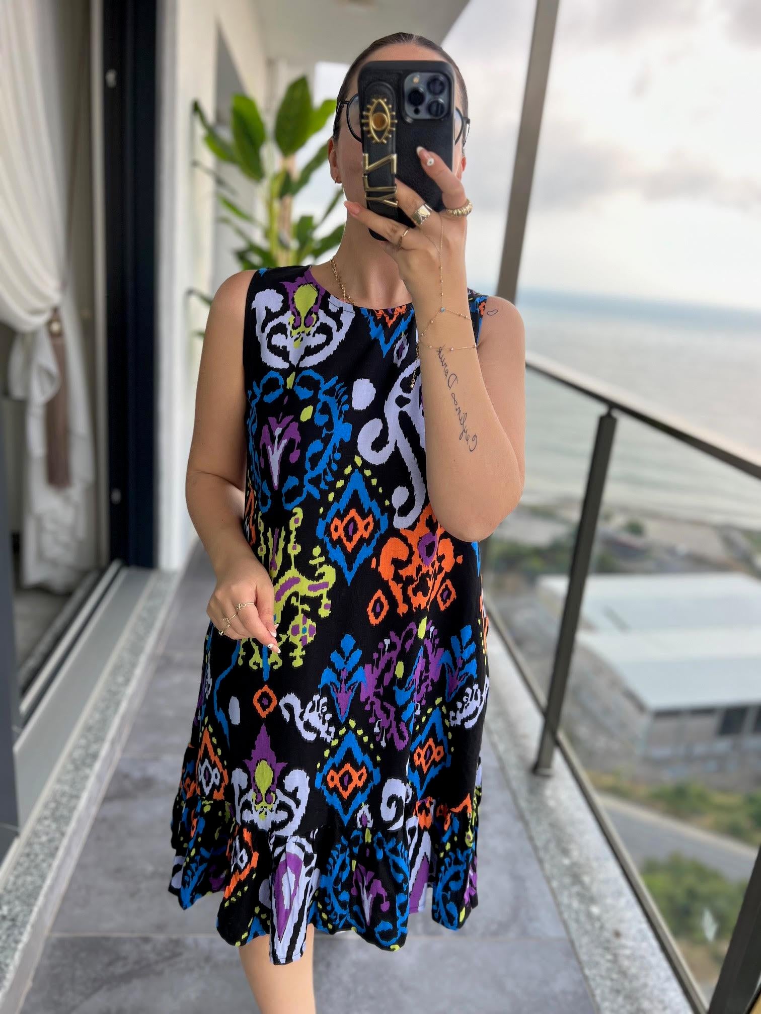 247164 Sıfır Kol Elbise SİYAH