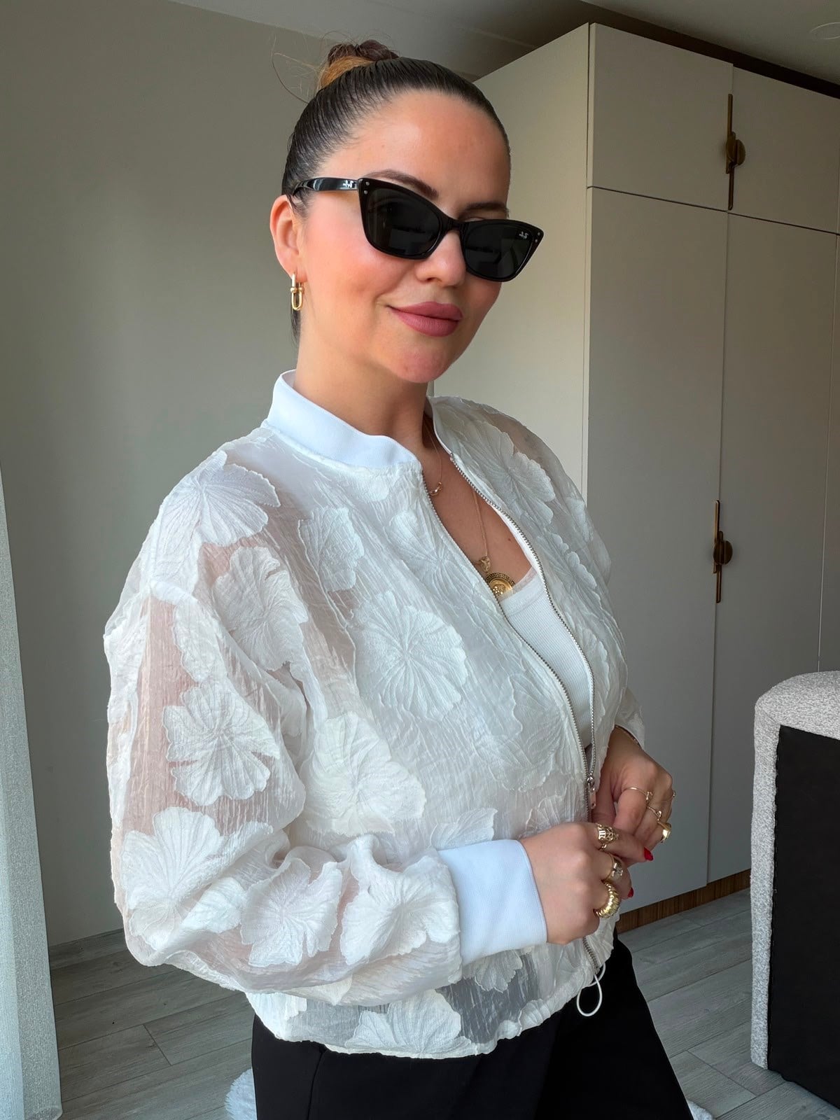2502 Yakma Bamber Ceket BEYAZ