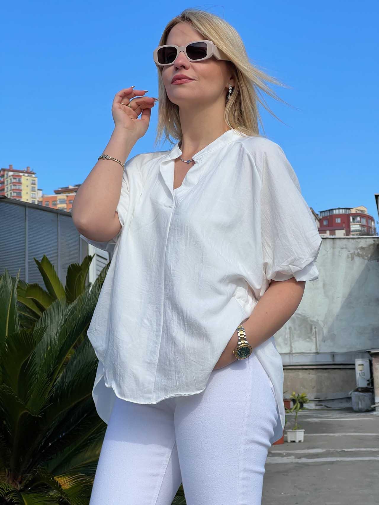25755 Kolları Lastikli Bluz EKRU