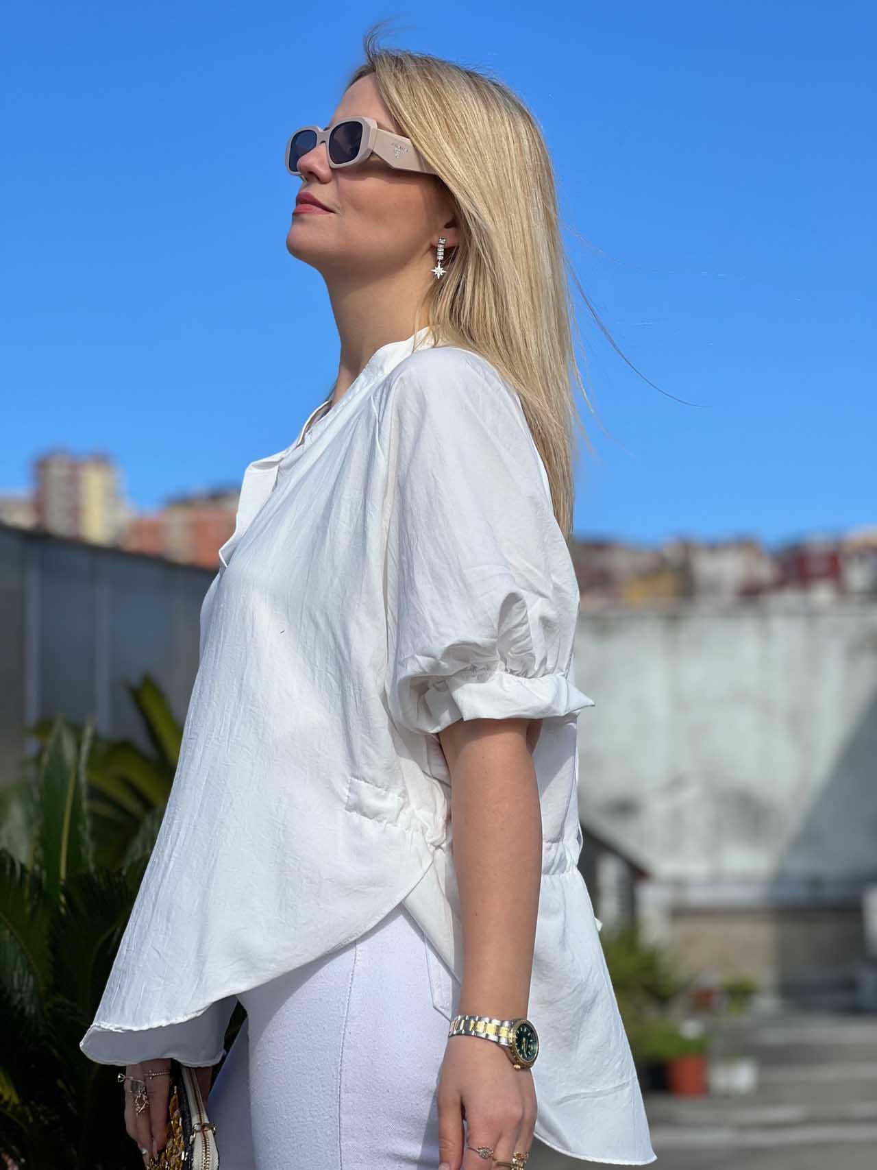 25755 Kolları Lastikli Bluz EKRU