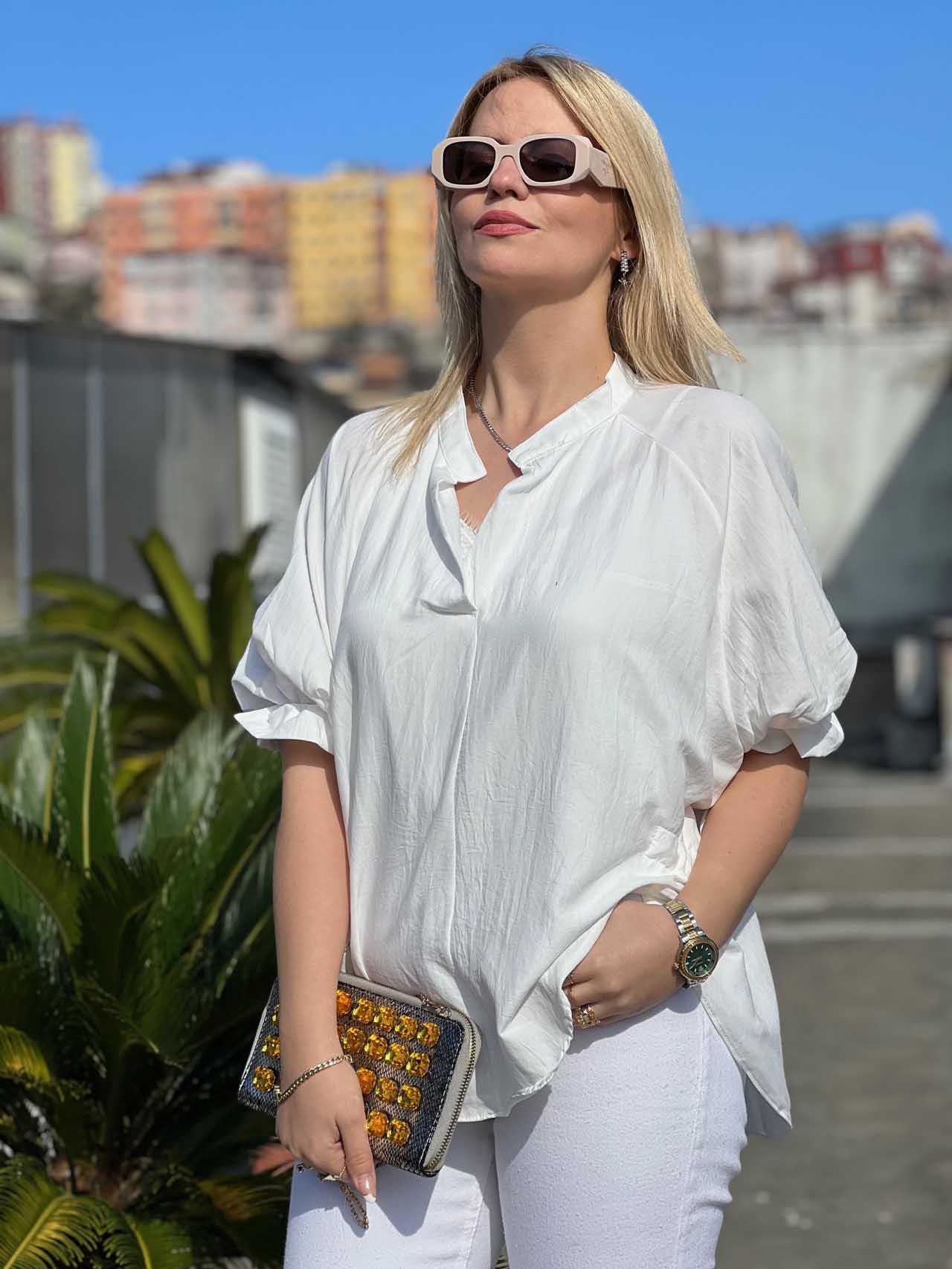 25755 Kolları Lastikli Bluz EKRU