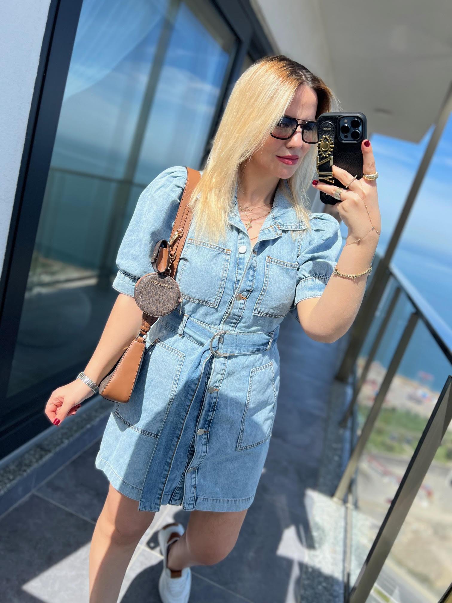 25804 Cepli Jean Elbise MAVİ