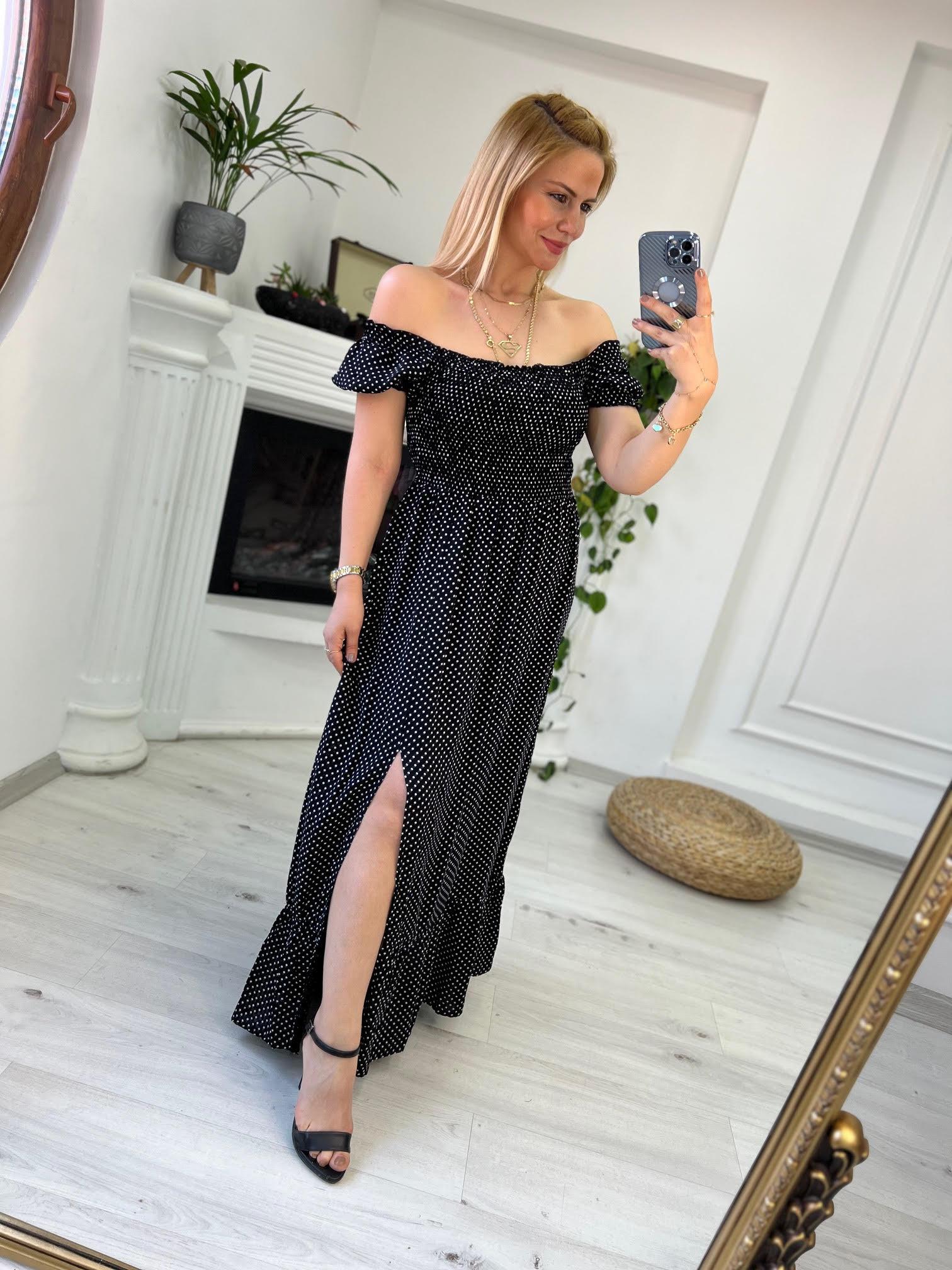 261089 Madonna Yaka Gipeli Elbise PUANTİYE