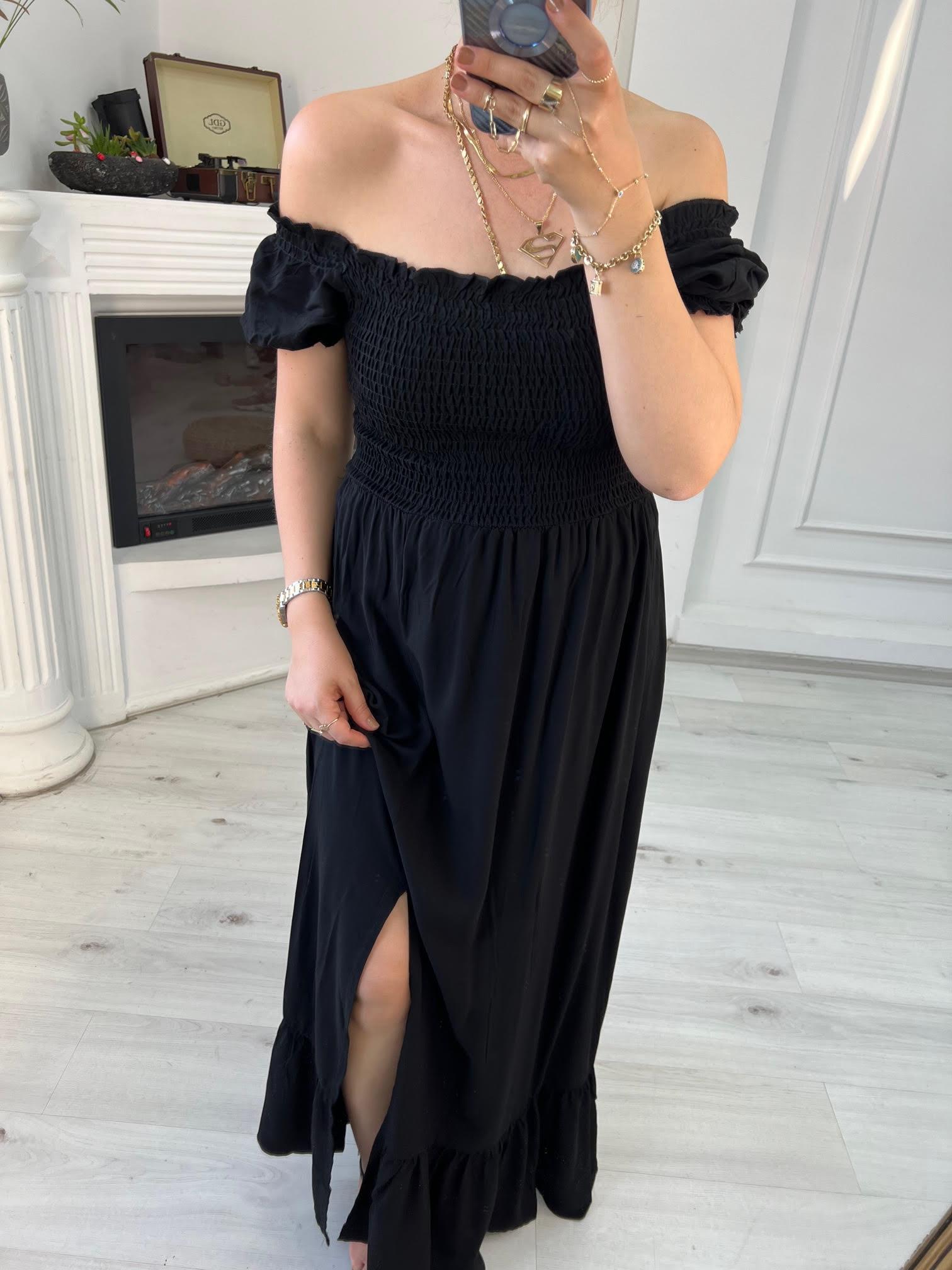 261089 Madonna Yaka Gipeli Elbise SİYAH