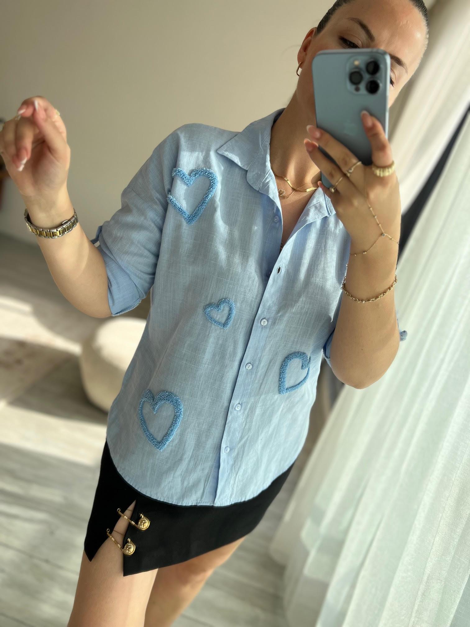 2627 Gömlek Panç İşlemeli BEBE MAVİ