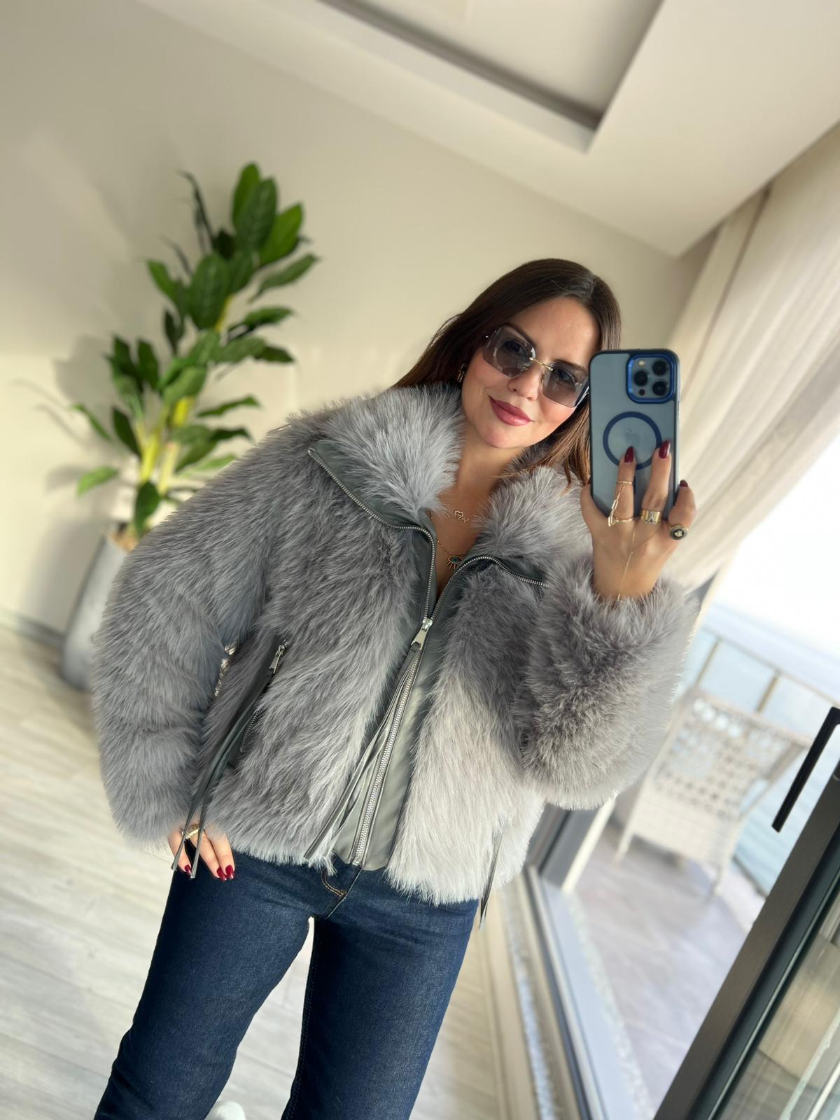 2709 Deri Garnili Lolita Mont GRİ