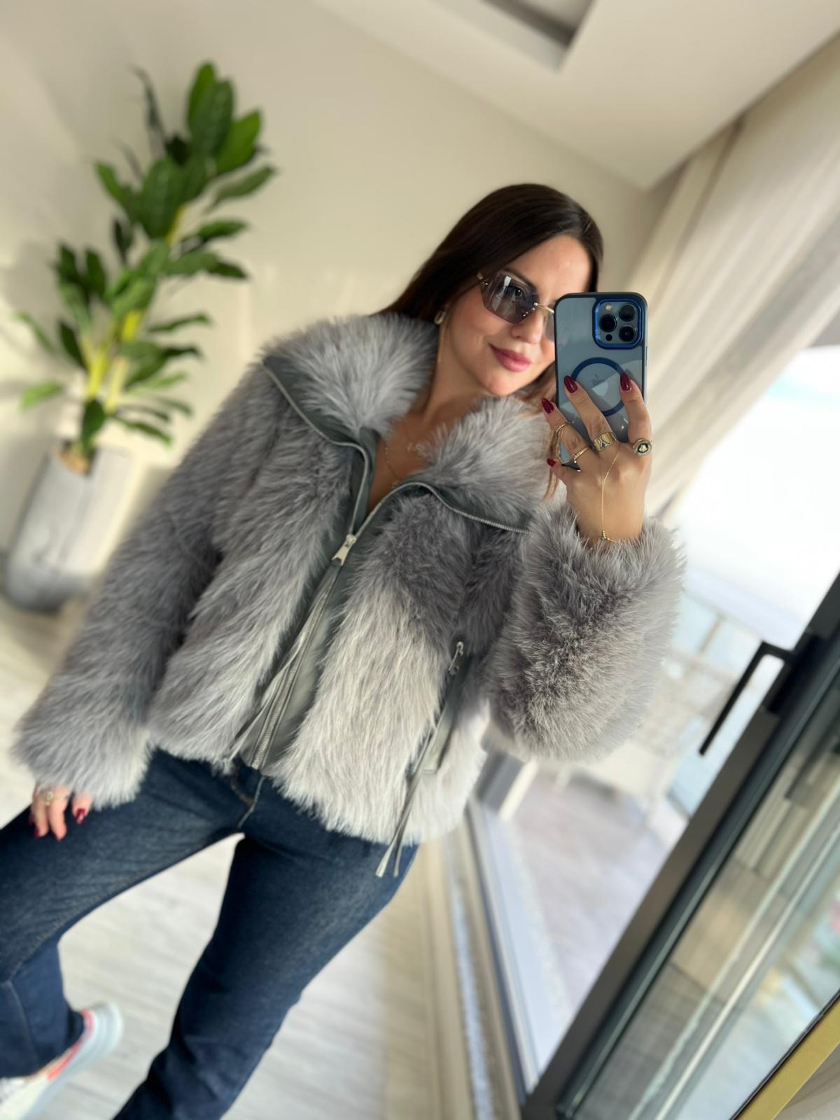 2709 Deri Garnili Lolita Mont GRİ