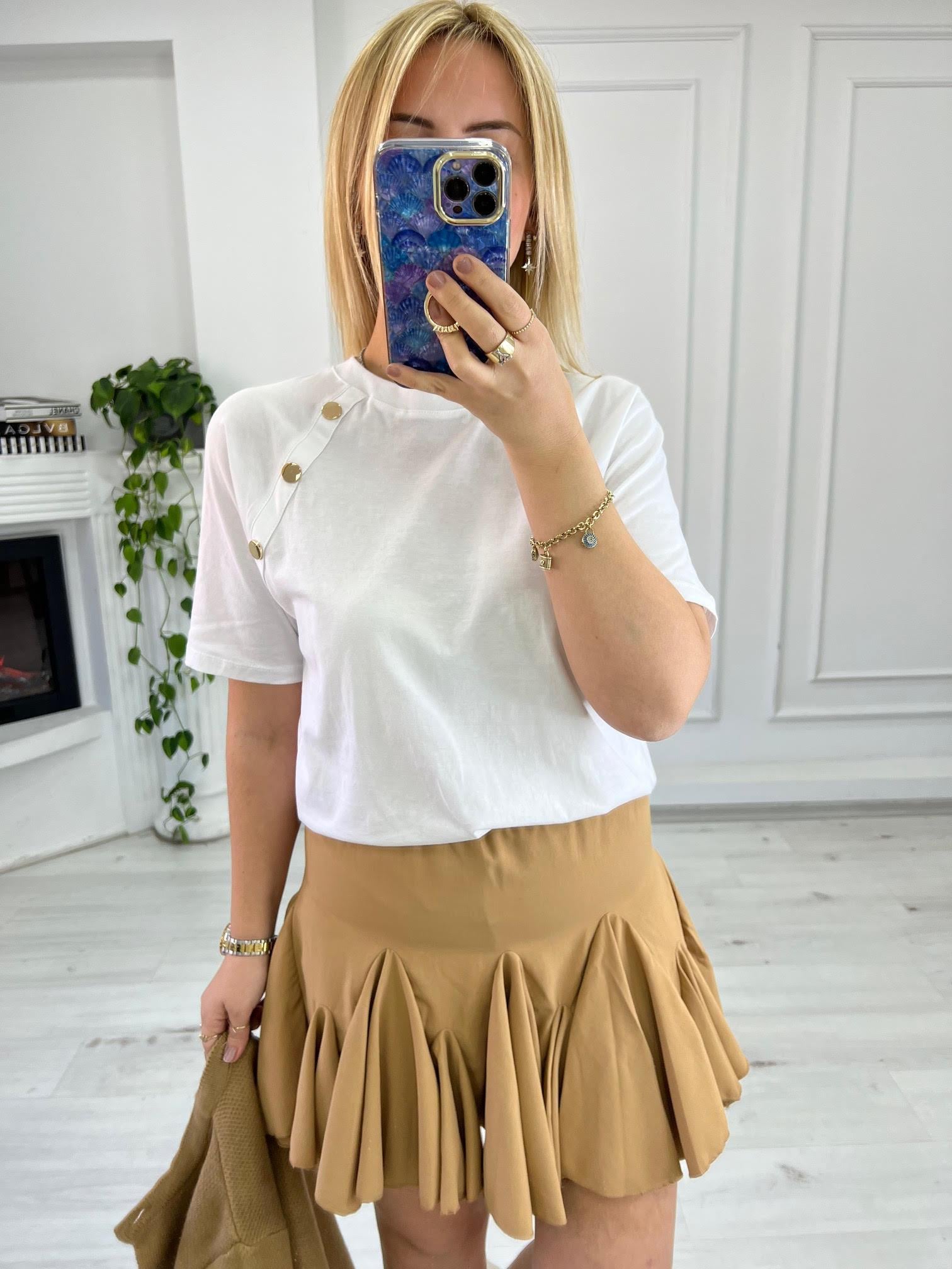 27501 Mini Volanlı Etek BEJ