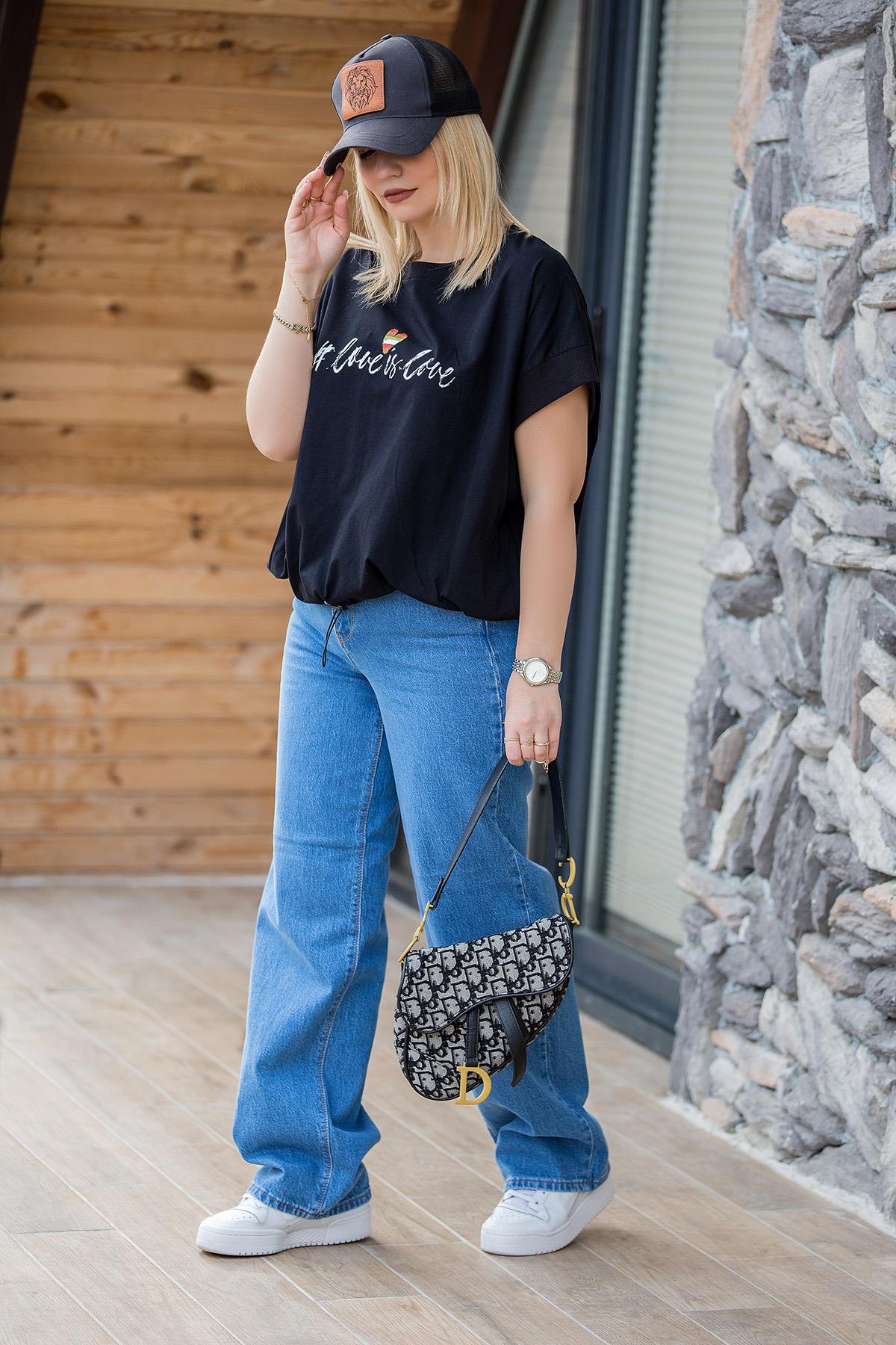 27549 Altı Lastikli Tshirt SİYAH