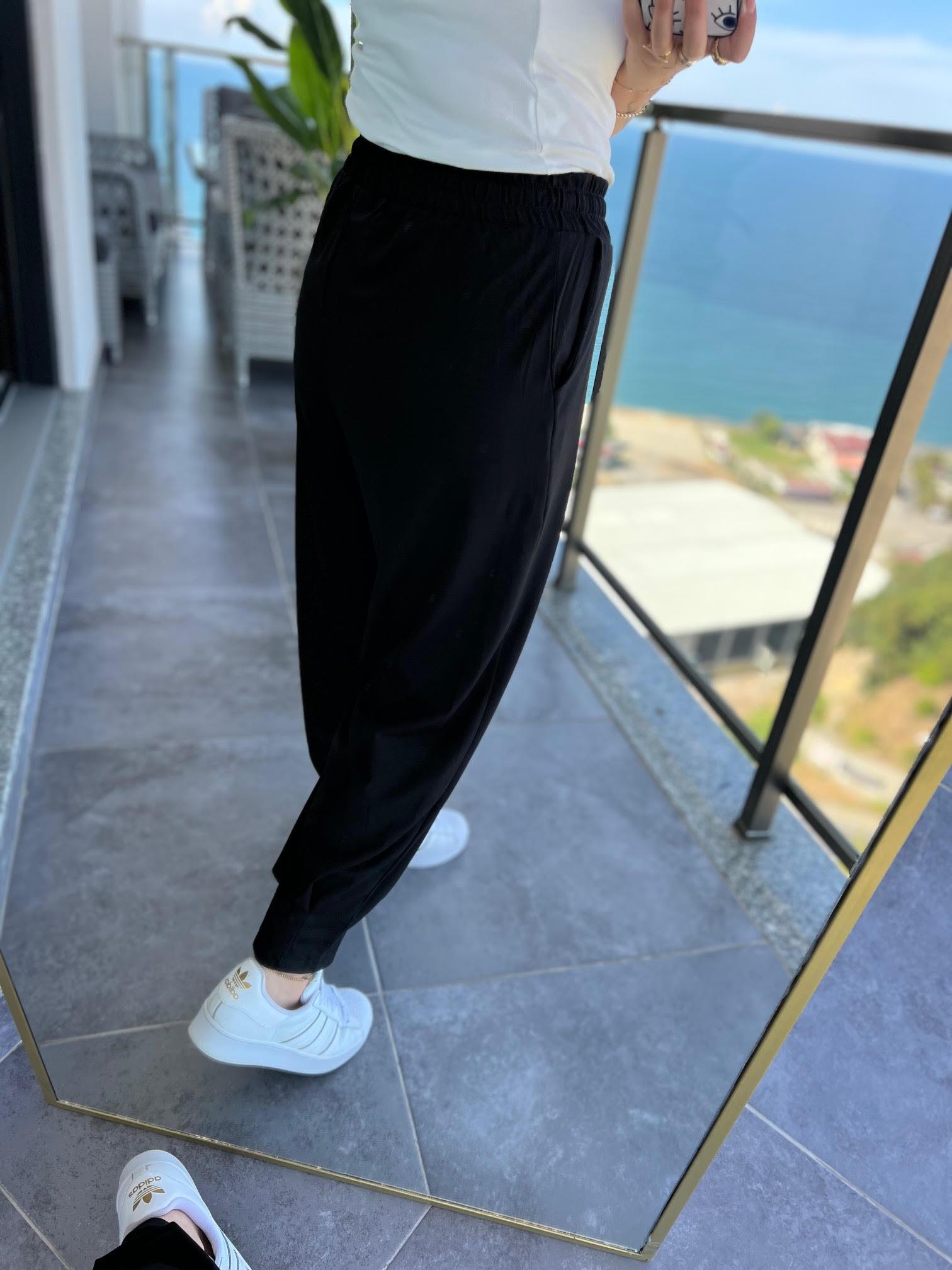 28001 Beli Lastikli Pantolon SİYAH