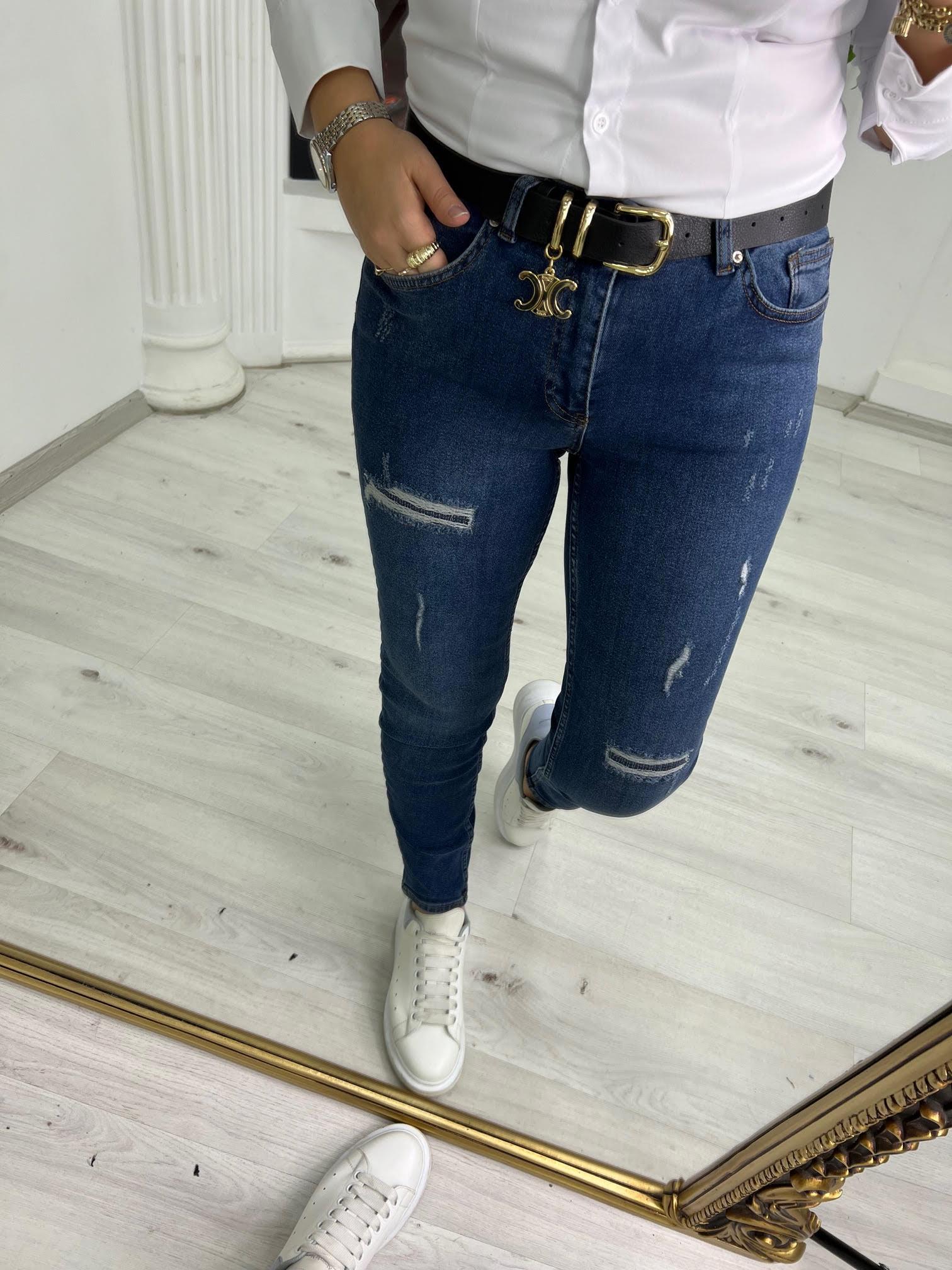 286 Lazer Zigzaglı Jean MAVİ