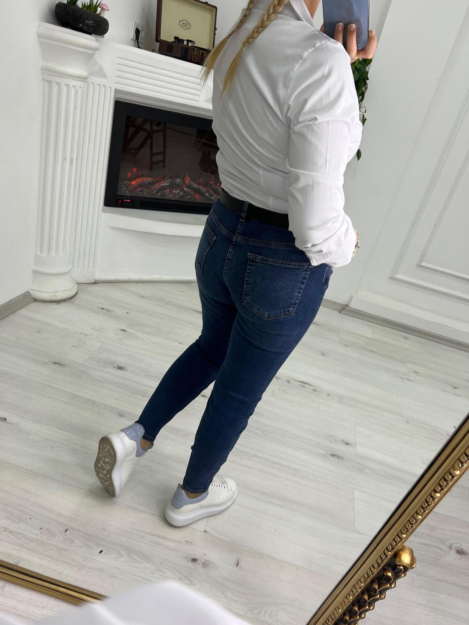 286 Lazer Zigzaglı Jean MAVİ