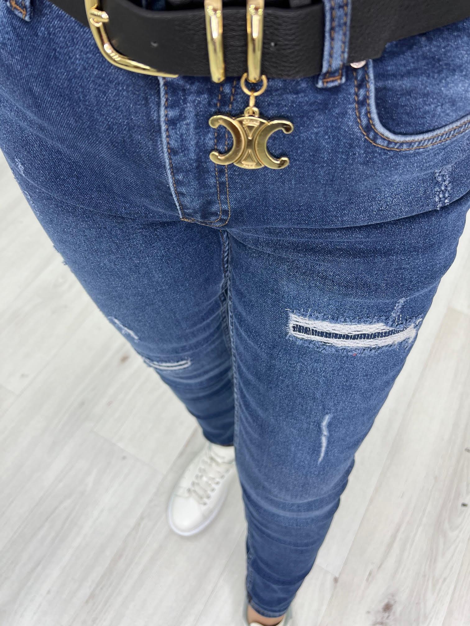 286 Lazer Zigzaglı Jean MAVİ