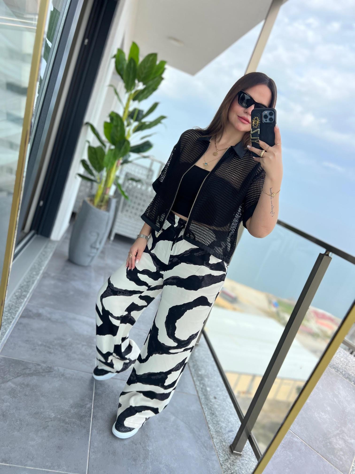 2921 Desenli Pantalon EKRU