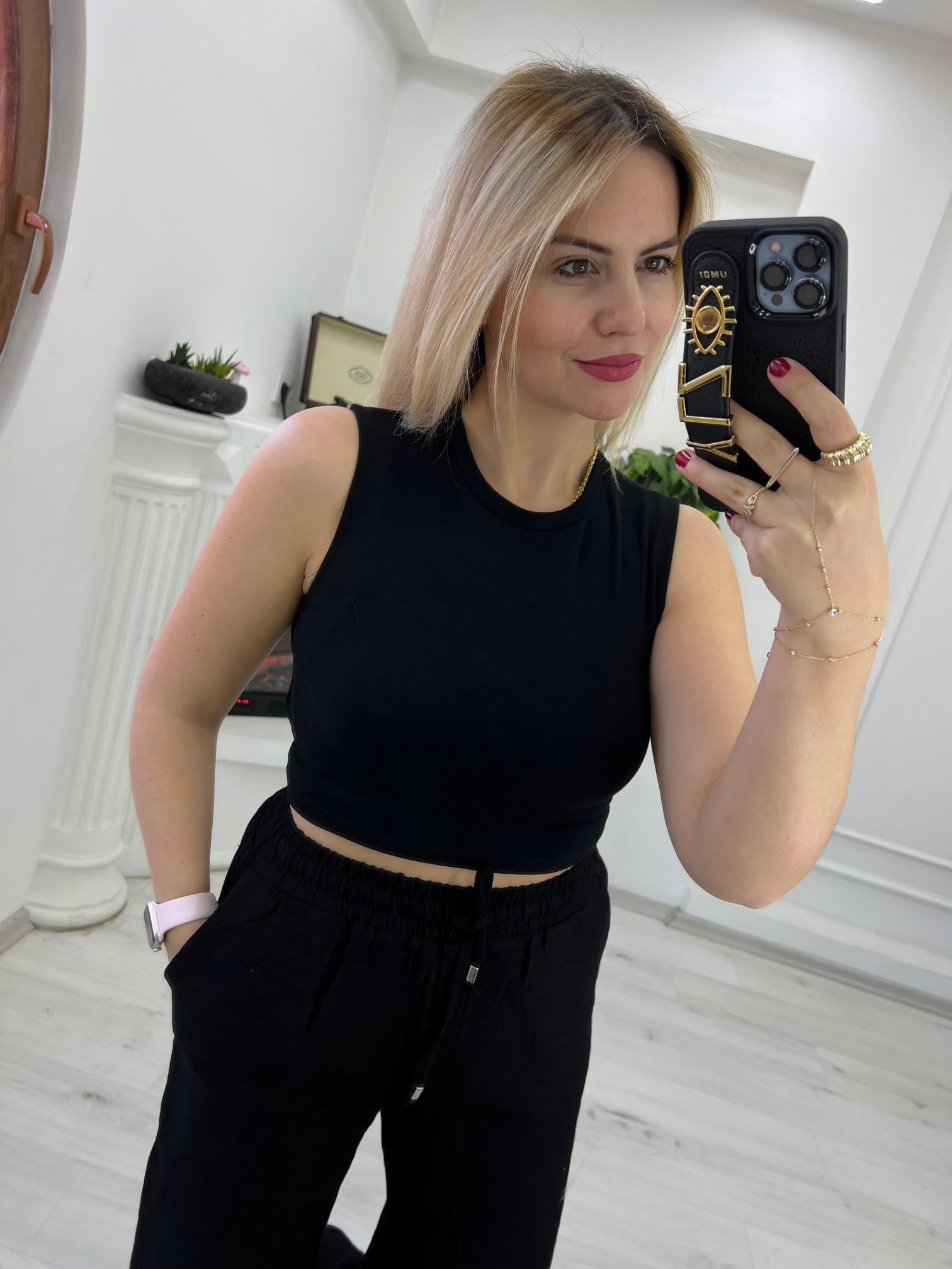 30125 Crop SİYAH