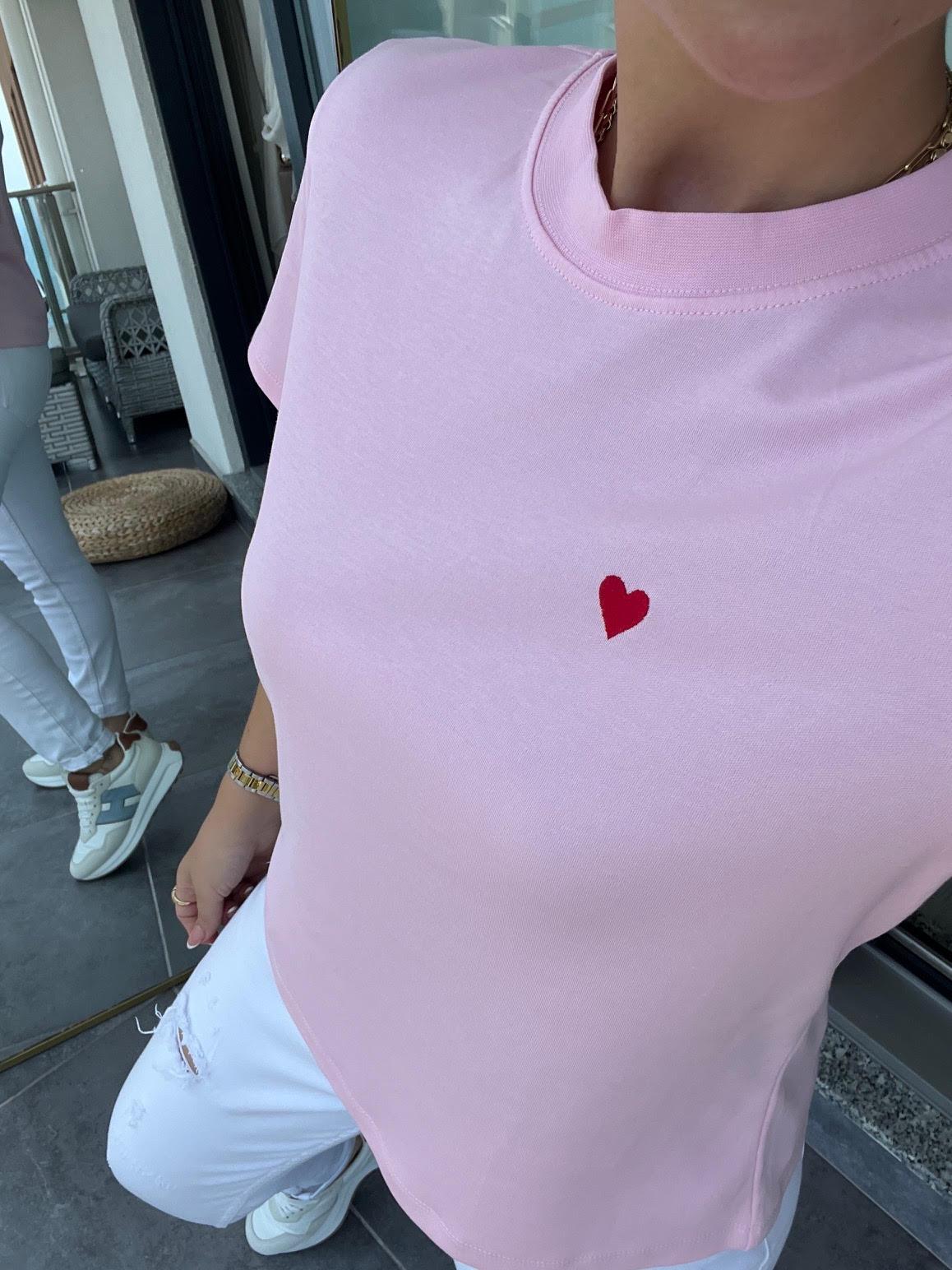 30584 Bisiklet Yaka Pamuklu Tshirt PEMBE