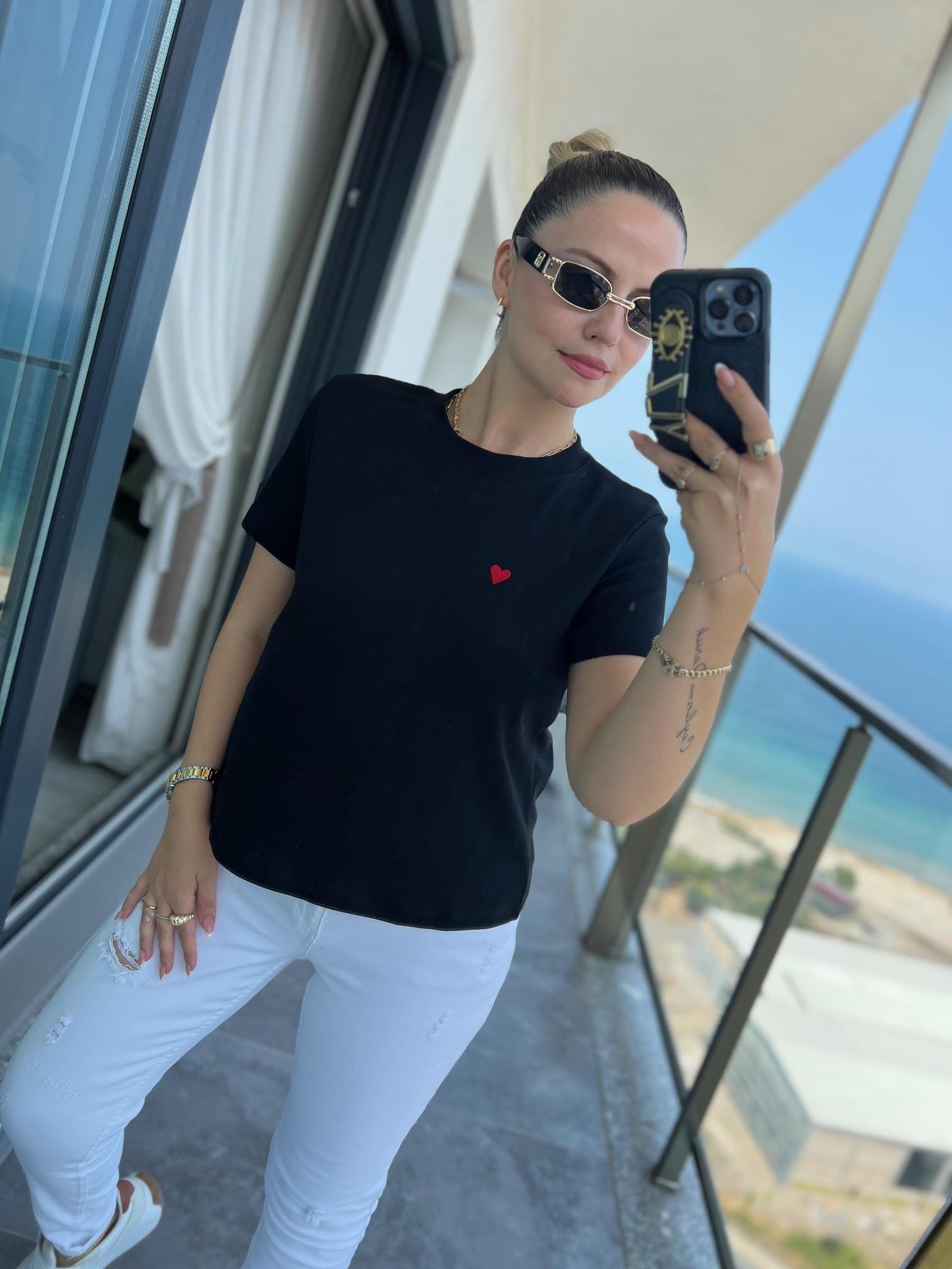 30584 Bisiklet Yaka Pamuklu Tshirt SİYAH