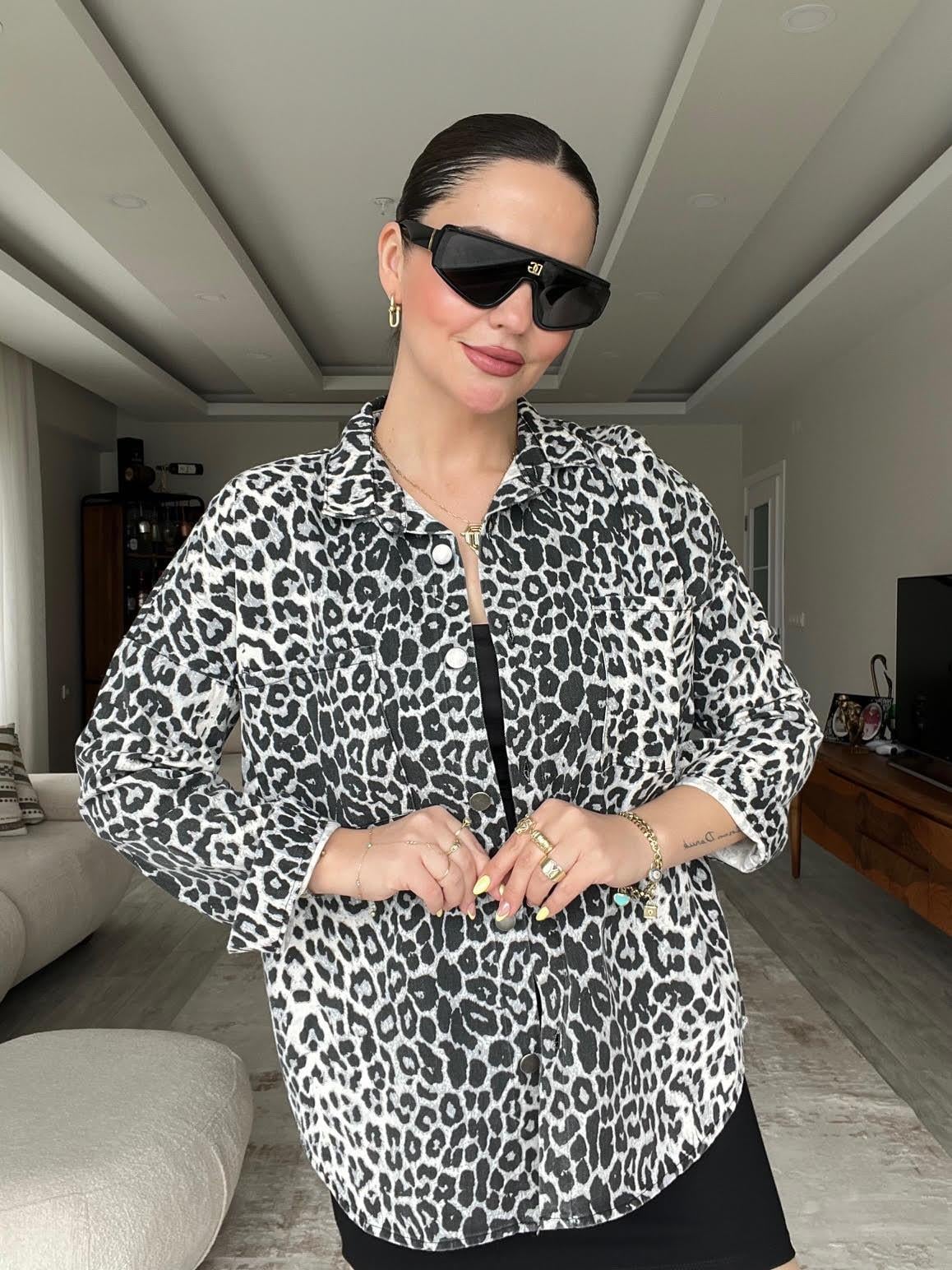 317 Cepli Gömlek GRİ LEOPAR