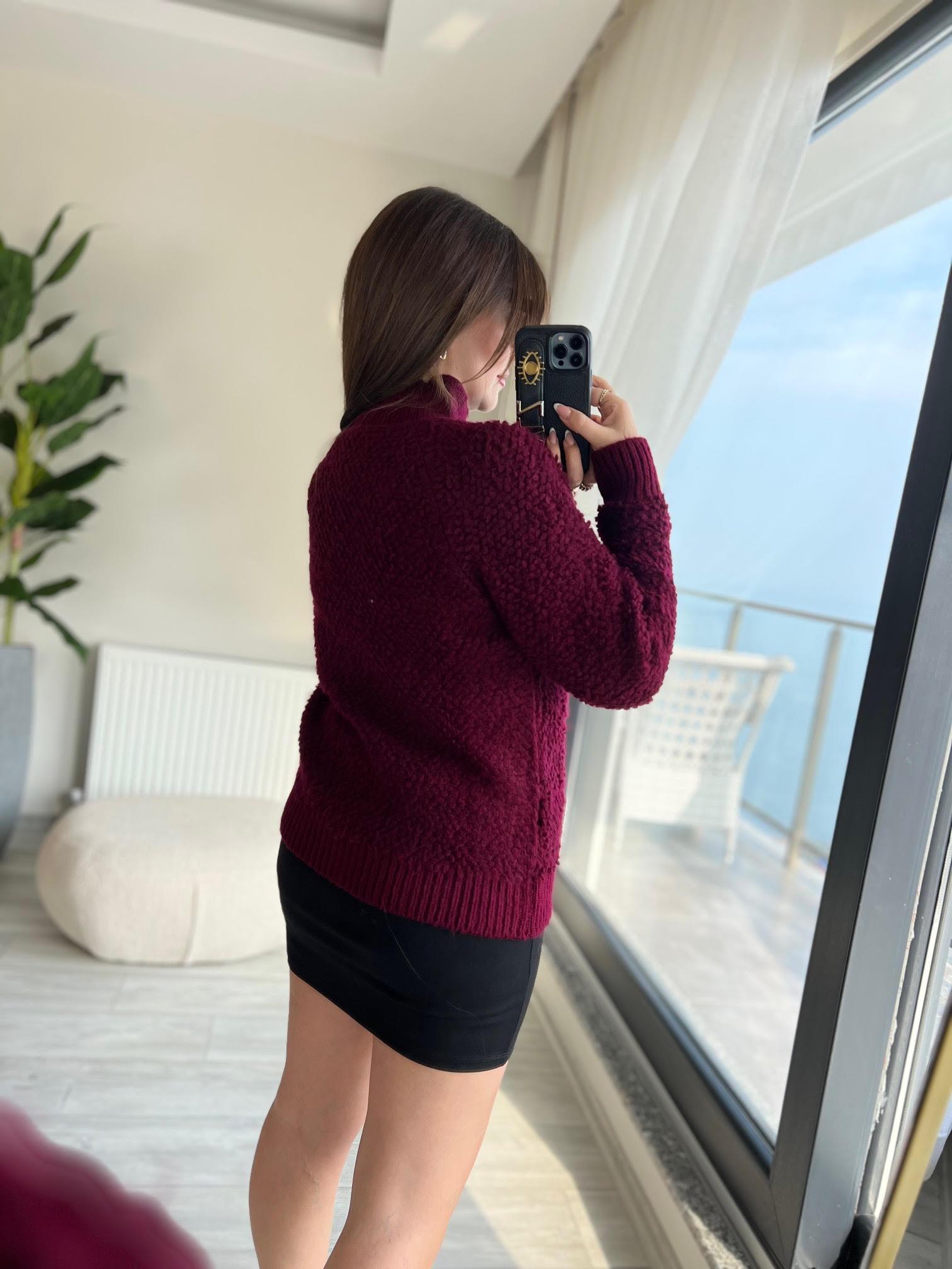 3177 Şardonlu Havlu Desen Kazak BORDO