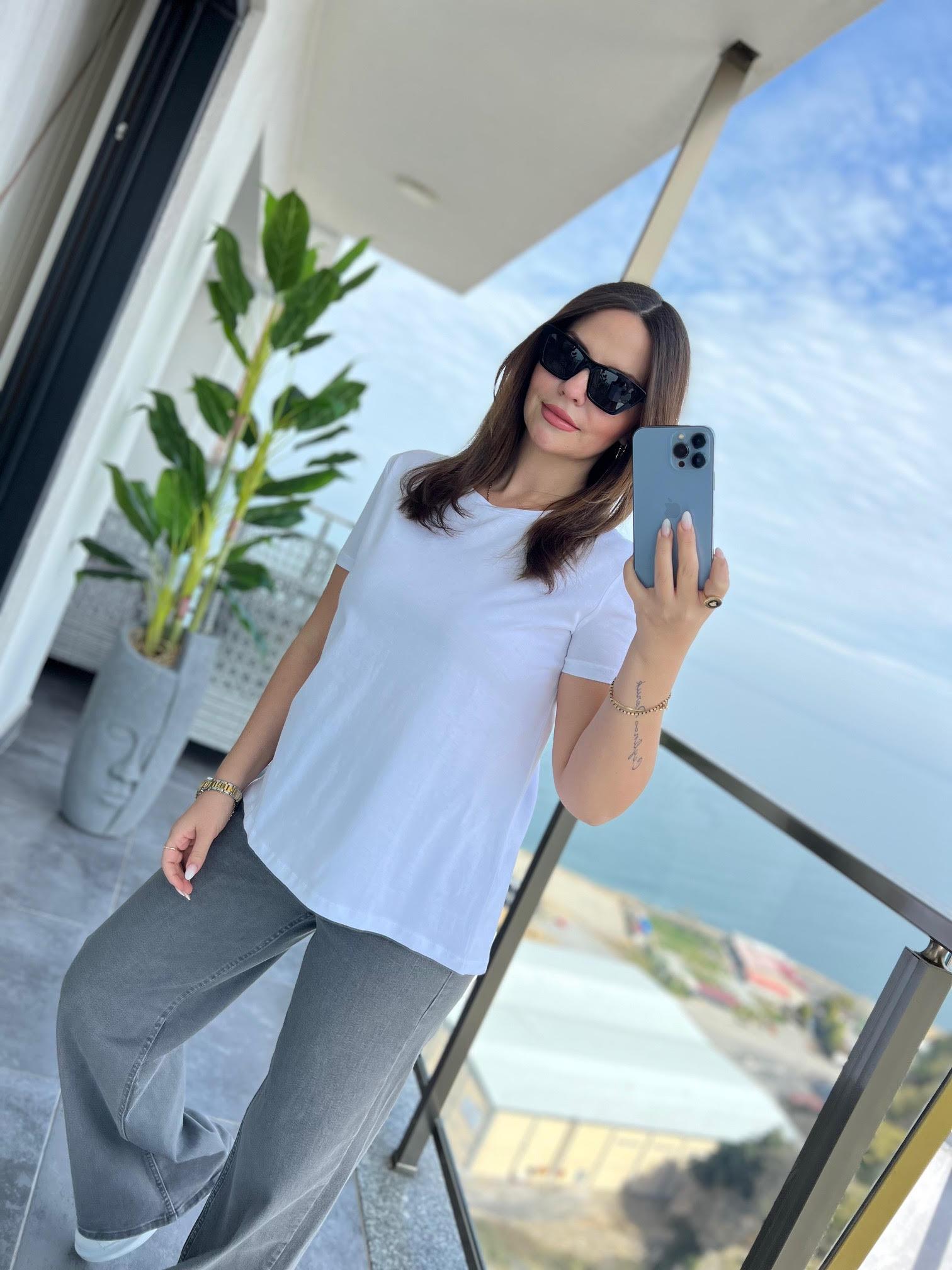 3471 Yuvarlak Yaka Basic Tshirt BEYAZ