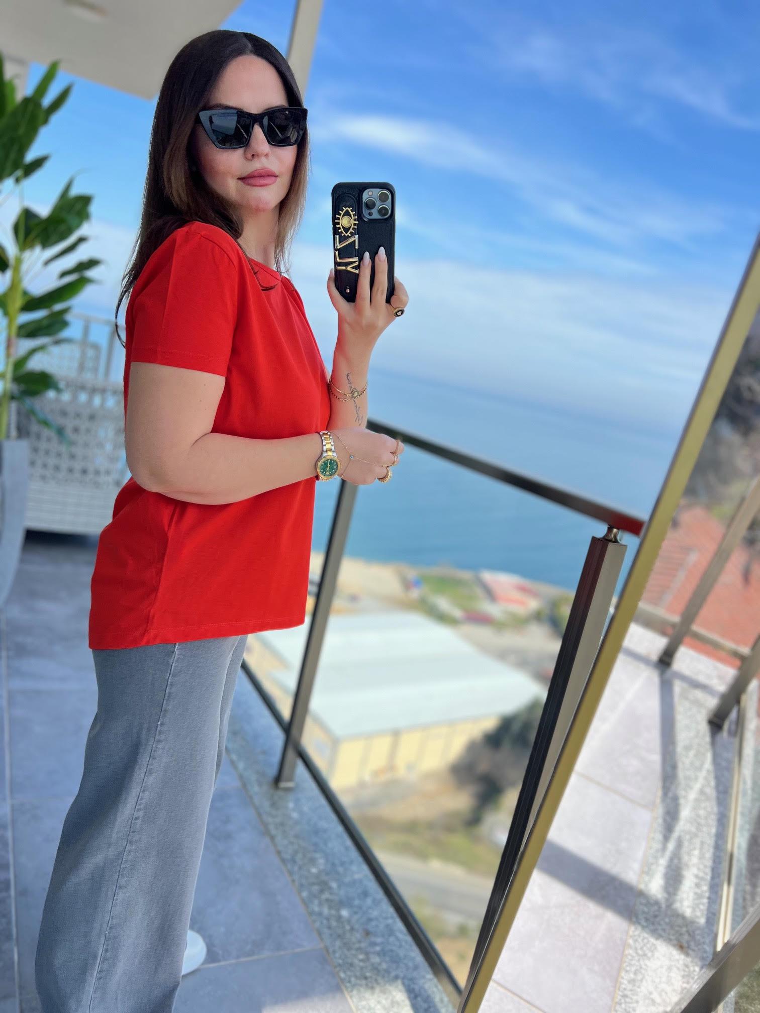 3471 Yuvarlak Yaka Basic Tshirt KIRMIZI
