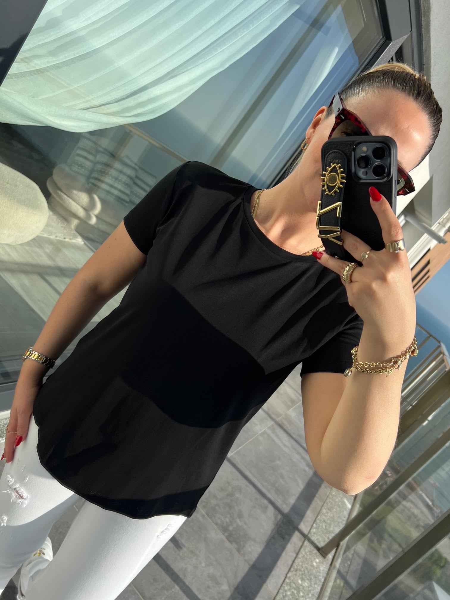 3471 Yuvarlak Yaka Basic Tshirt SİYAH
