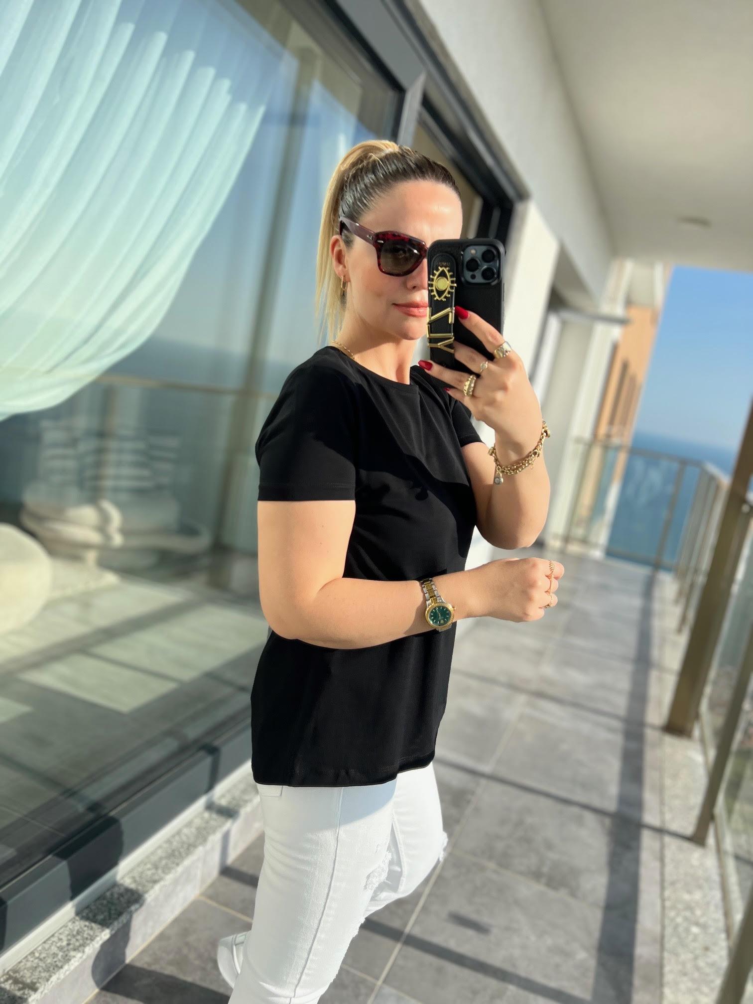 3471 Yuvarlak Yaka Basic Tshirt SİYAH