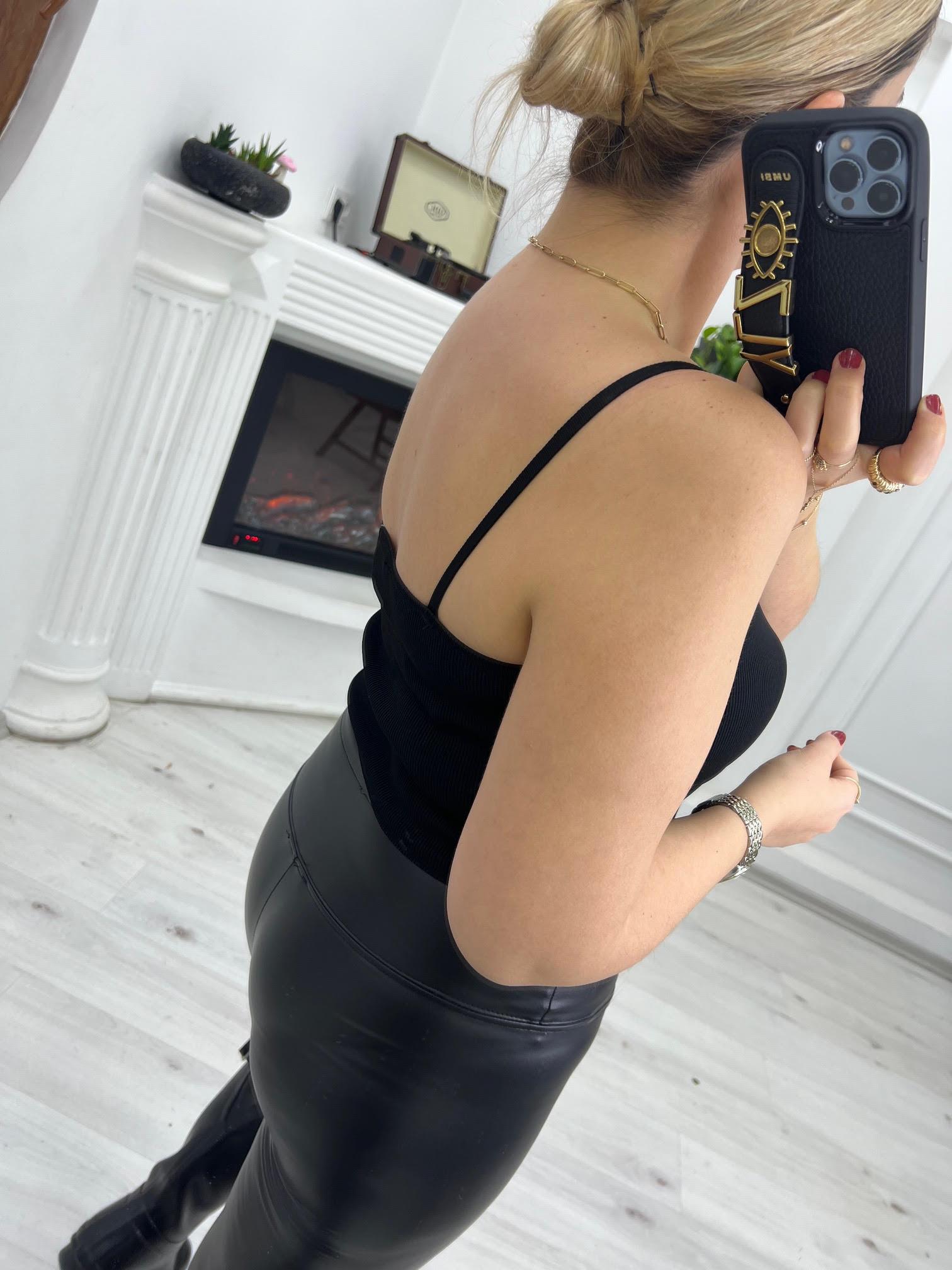 3589 Askılı Crop SİYAH