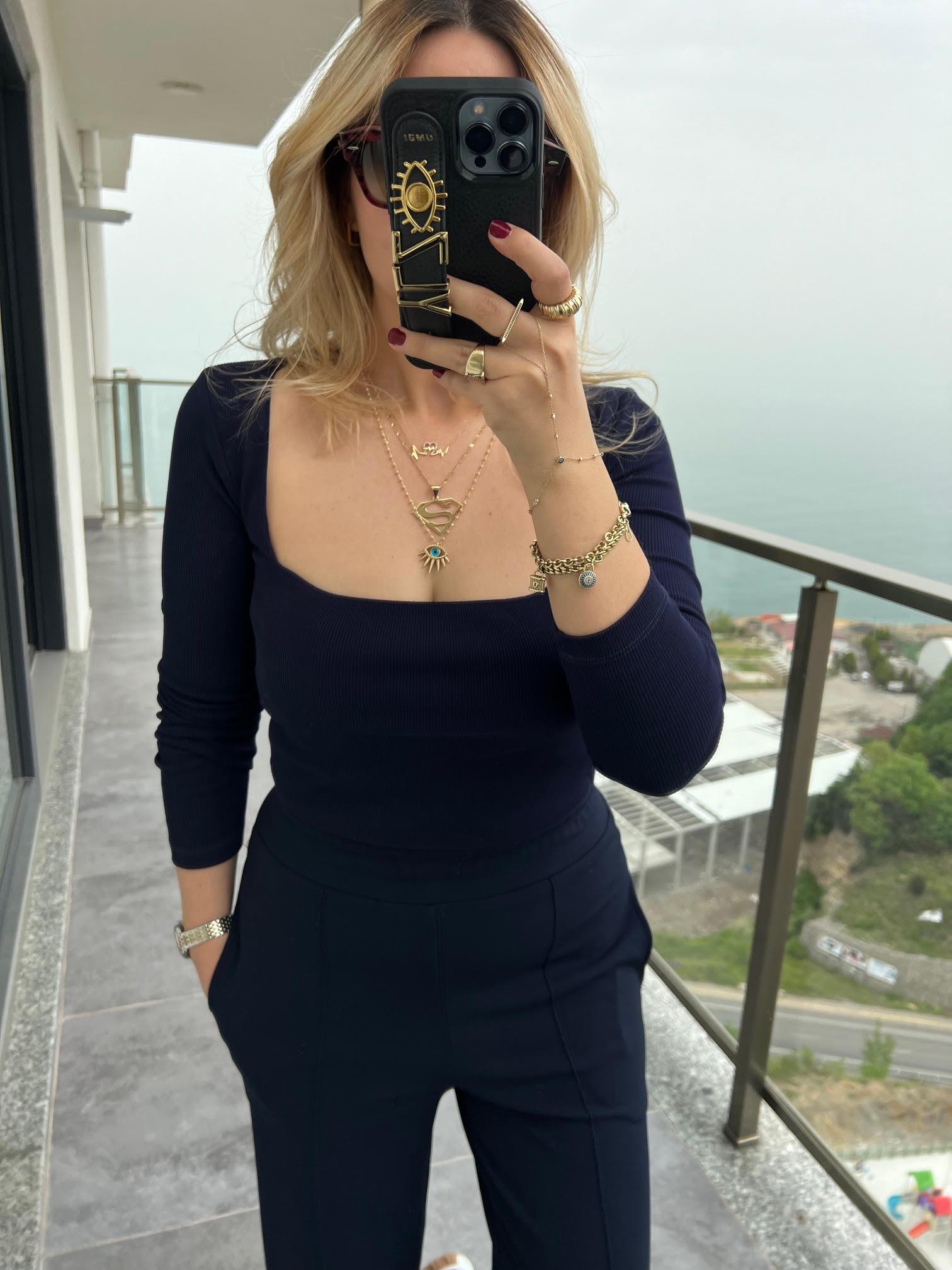 3700 Fitilli Uzun Kollu Crop LACİVERT