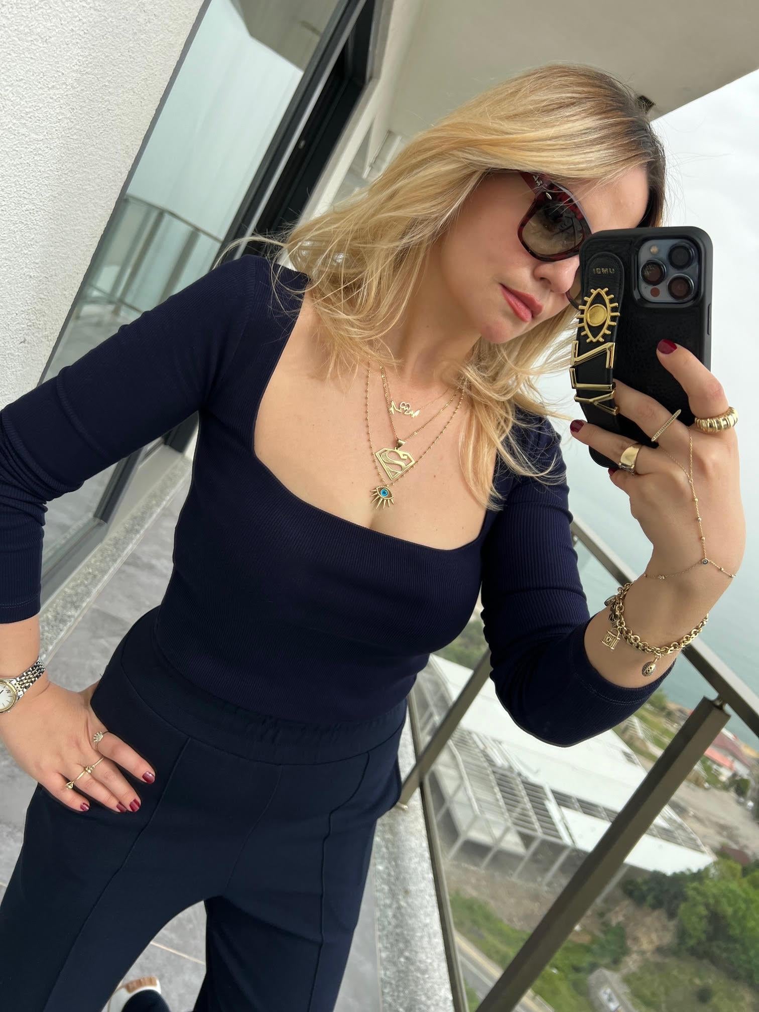 3700 Fitilli Uzun Kollu Crop LACİVERT