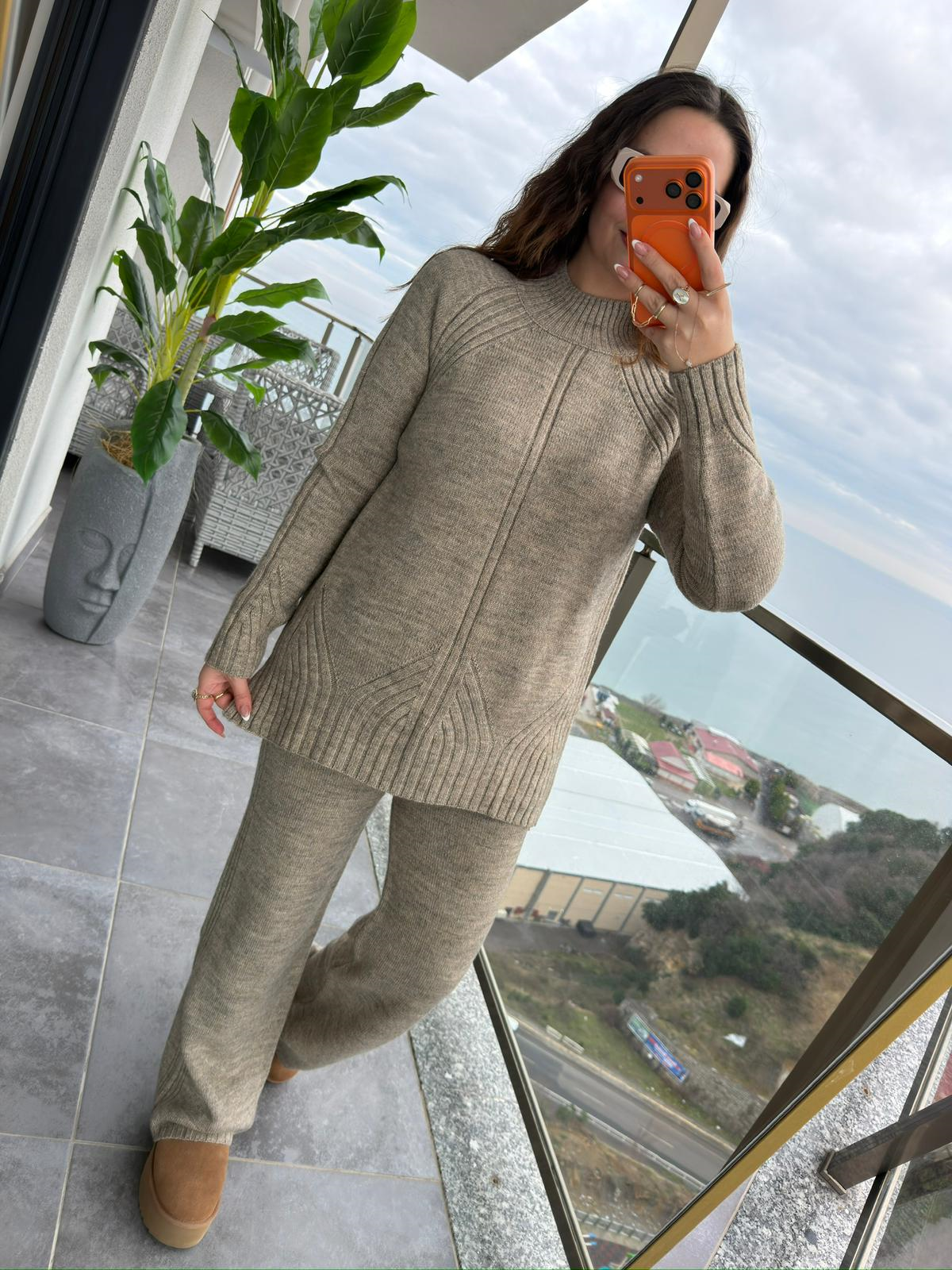 3772 Pantolonlu Triko Takım VİZON