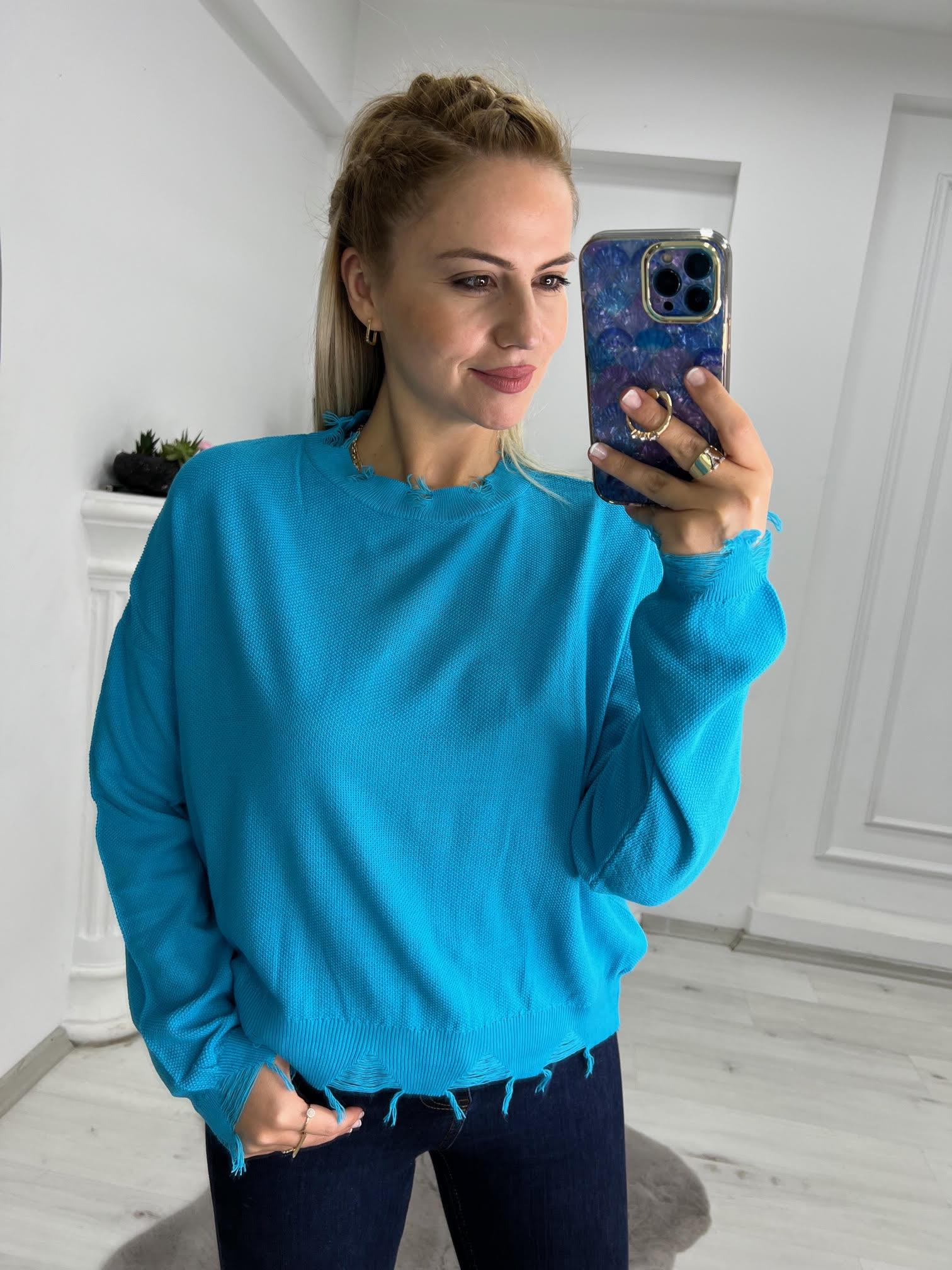 3794 Piirinç Desen Triko TURKUAZ