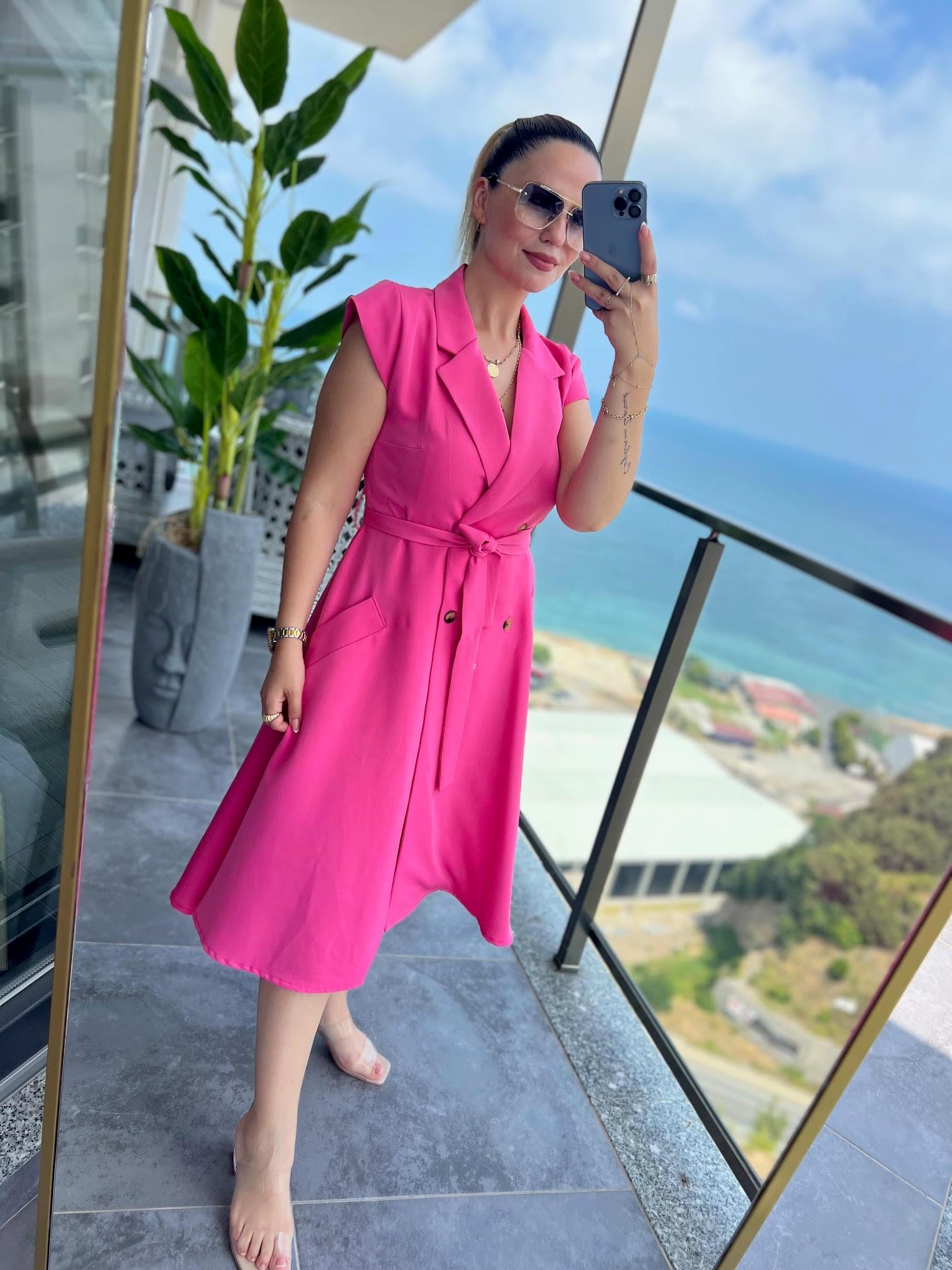 4070 Ceket Elbise PEMBE