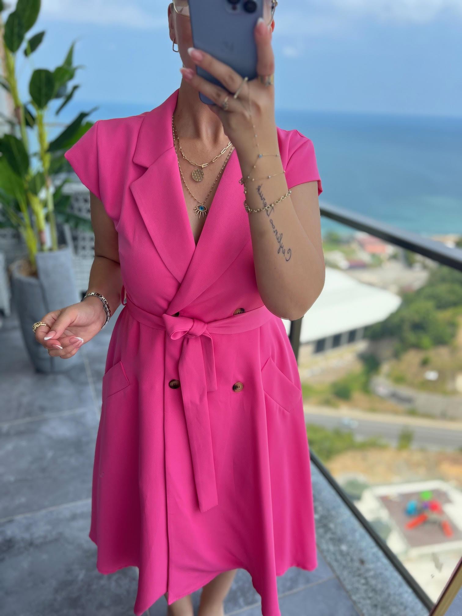 4070 Ceket Elbise PEMBE