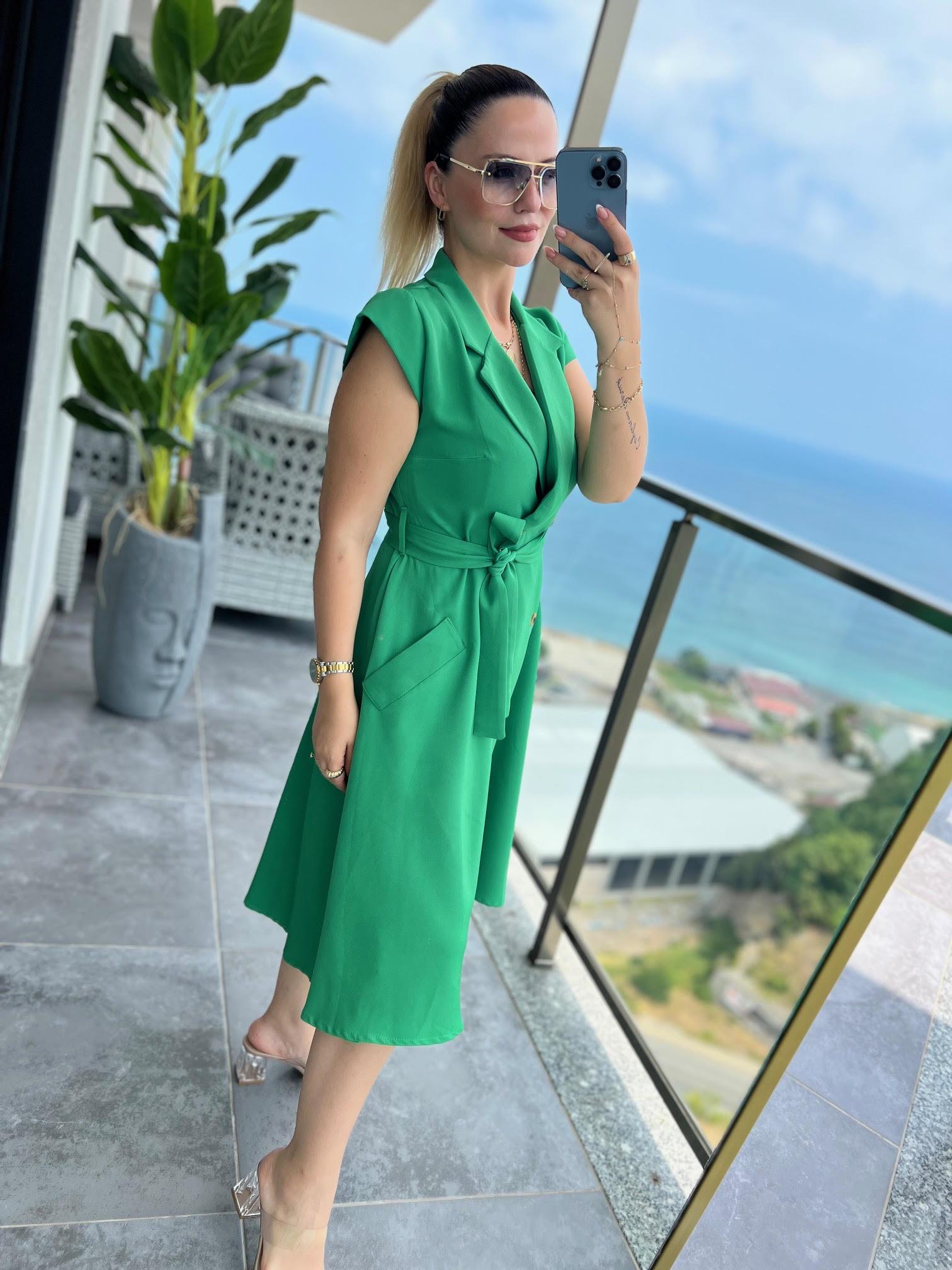 4070 Ceket Elbise YEŞİL