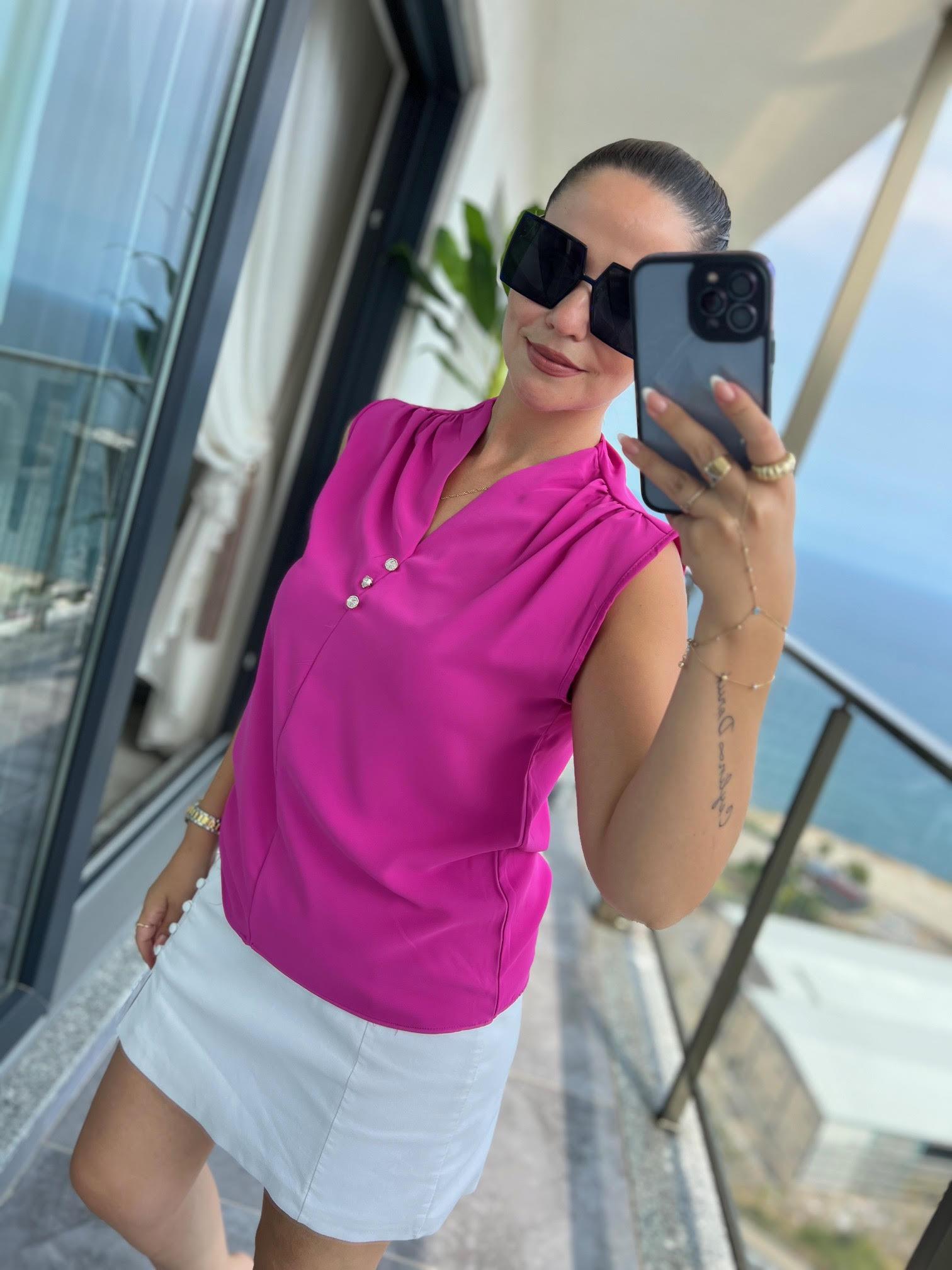 4083 Düğmeli Bluz FUŞYA