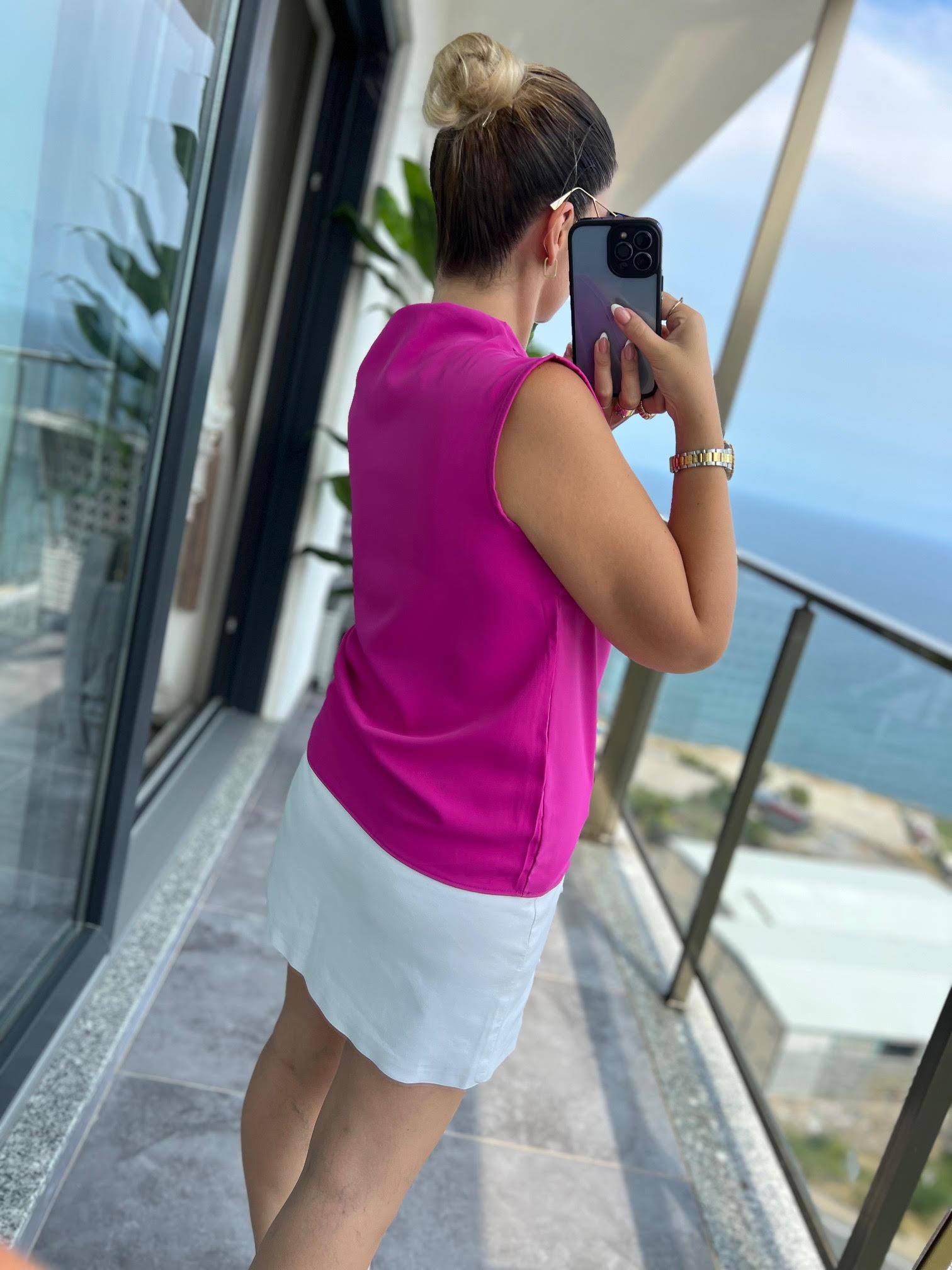 4083 Düğmeli Bluz FUŞYA