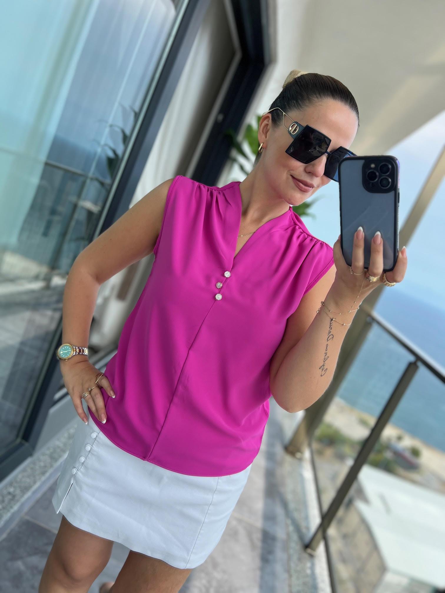 4083 Düğmeli Bluz FUŞYA