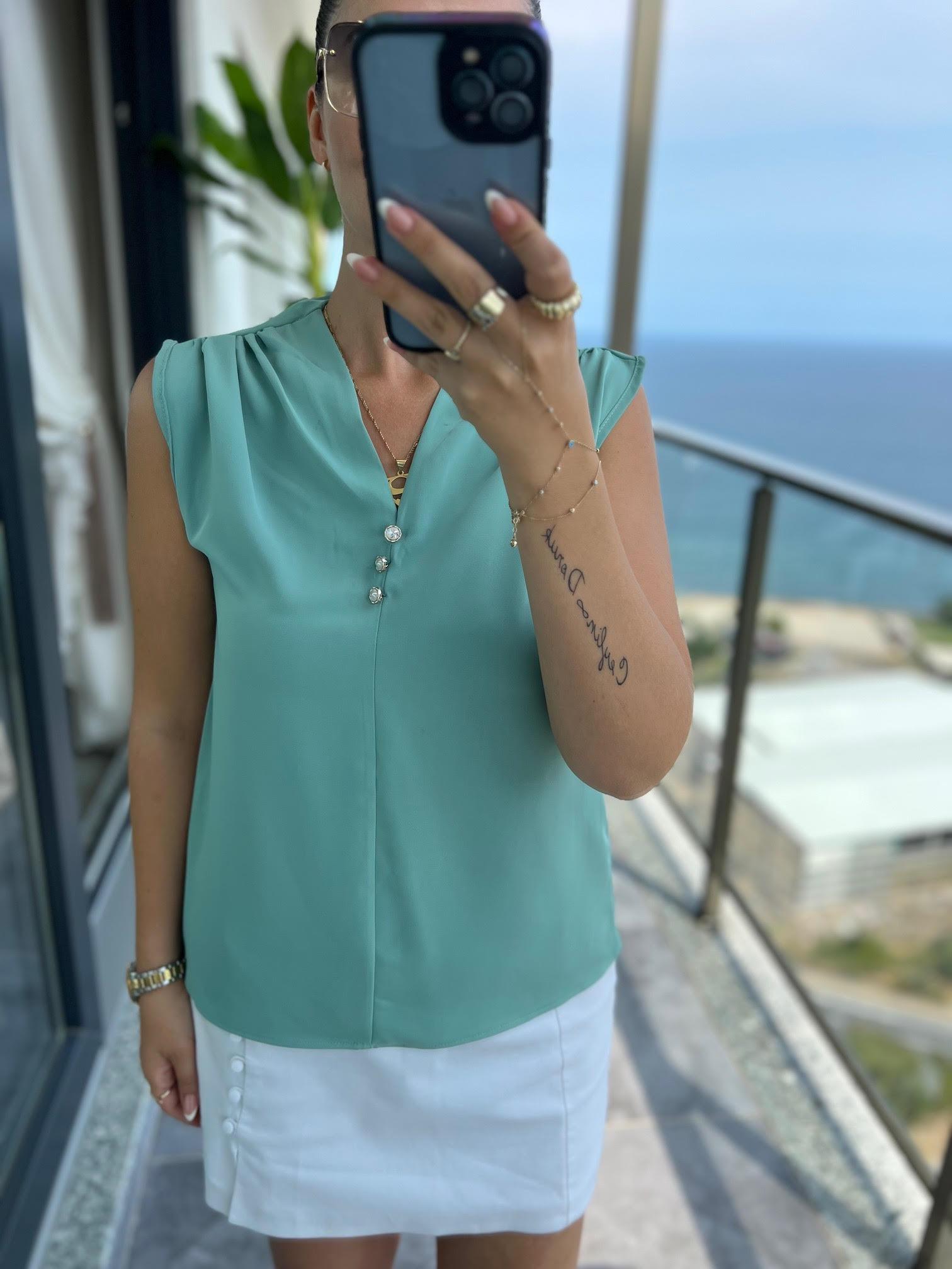 4083 Düğmeli Bluz MİNT