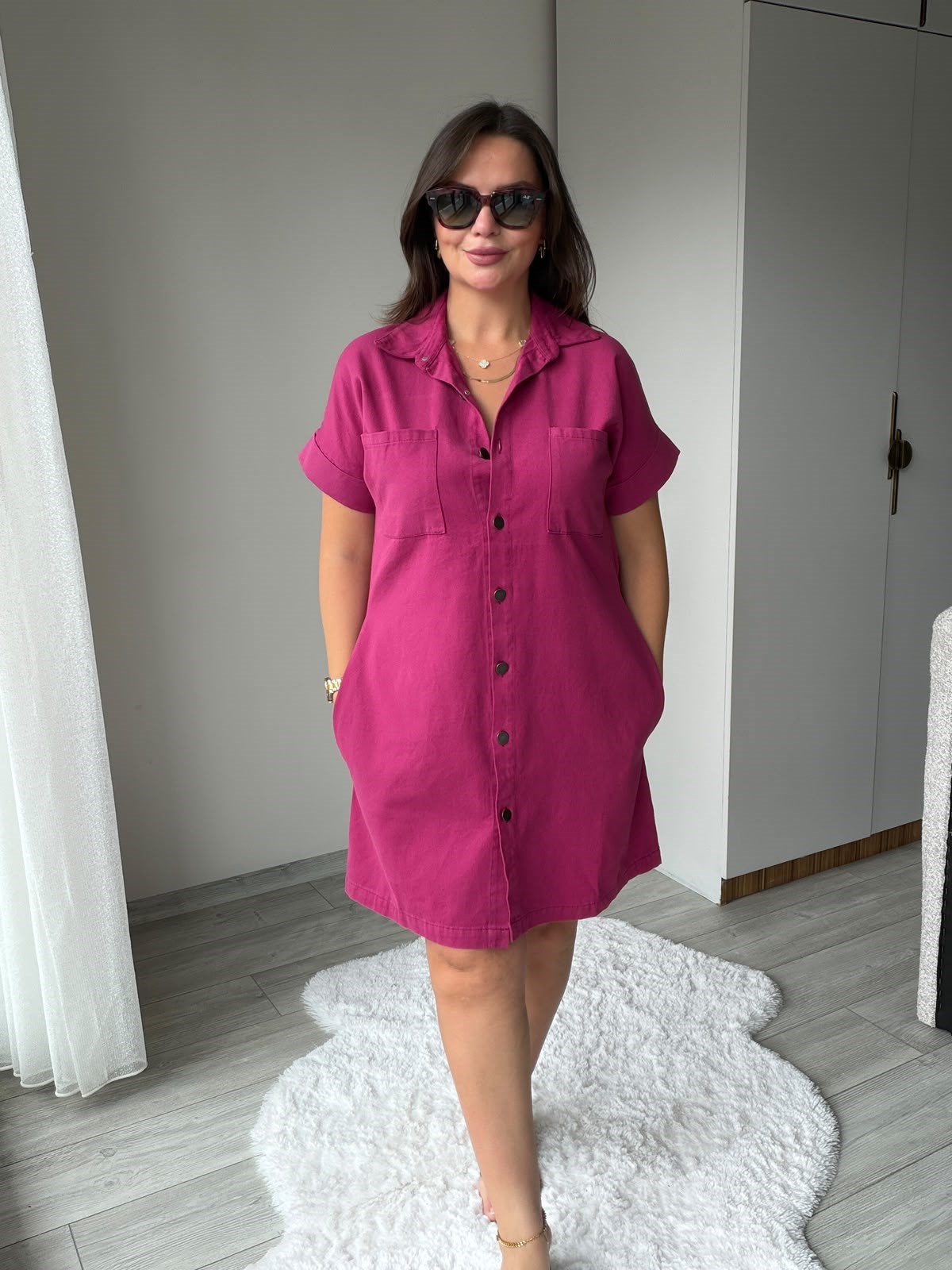 410 Yıkamalı Gabardin Elbise BORDO