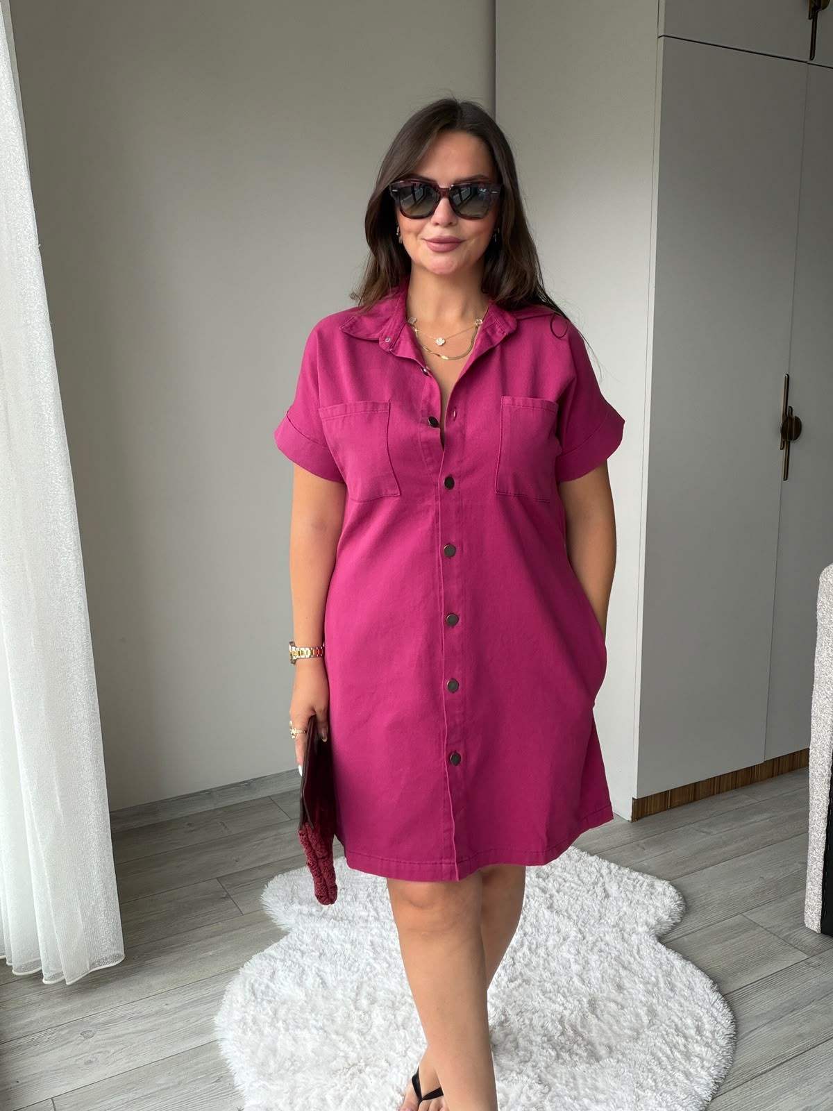 410 Yıkamalı Gabardin Elbise BORDO