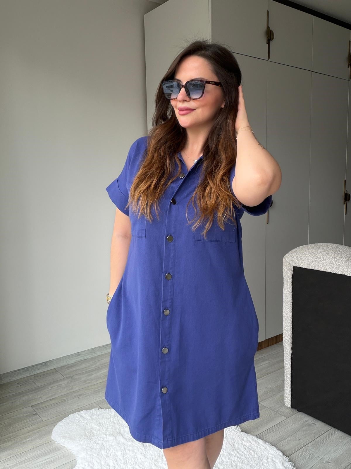 410 Yıkamalı Gabardin Elbise SAKS