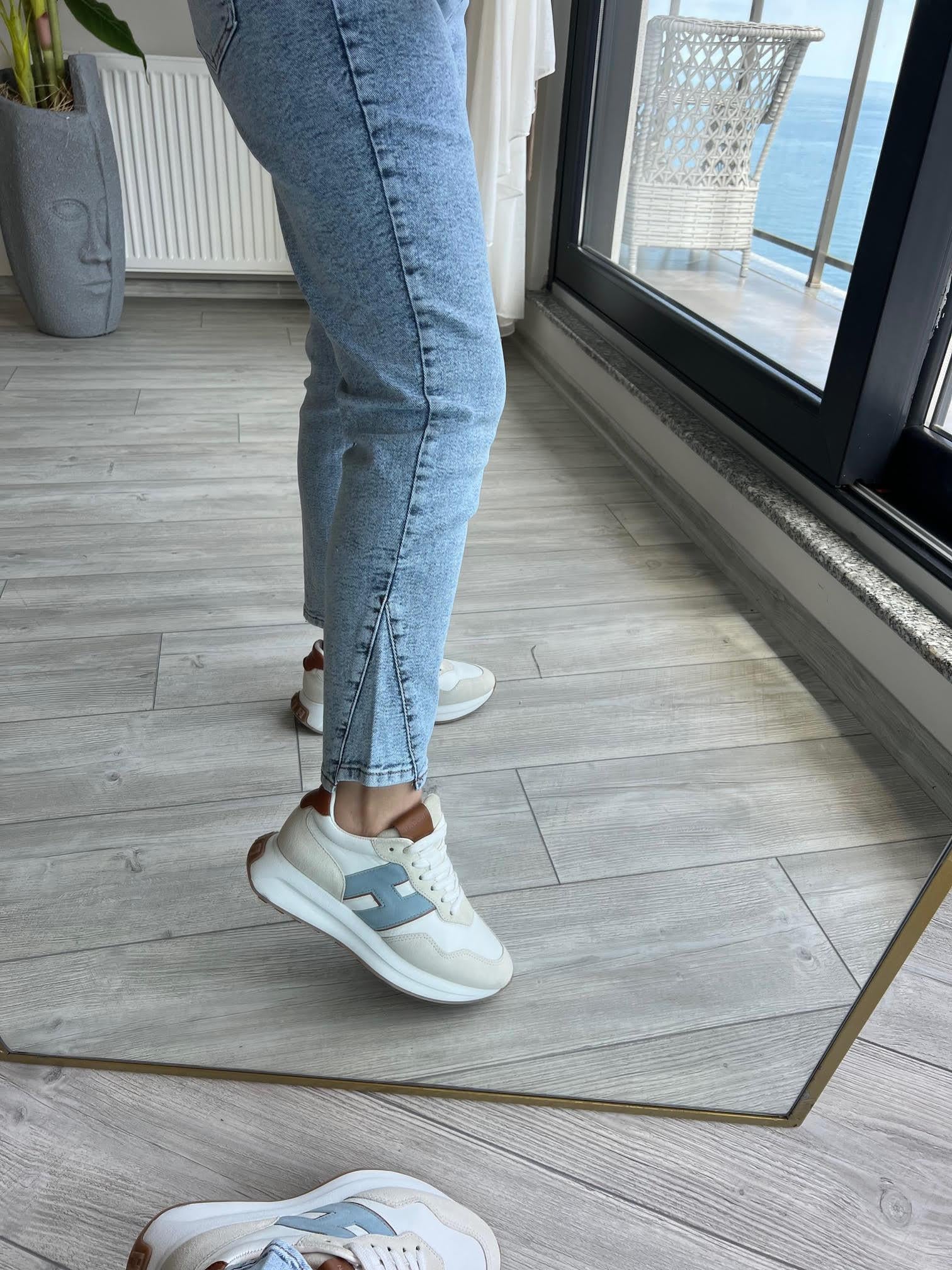 425 Paça Detaylı Kar Mom BUZ MAVİSİ