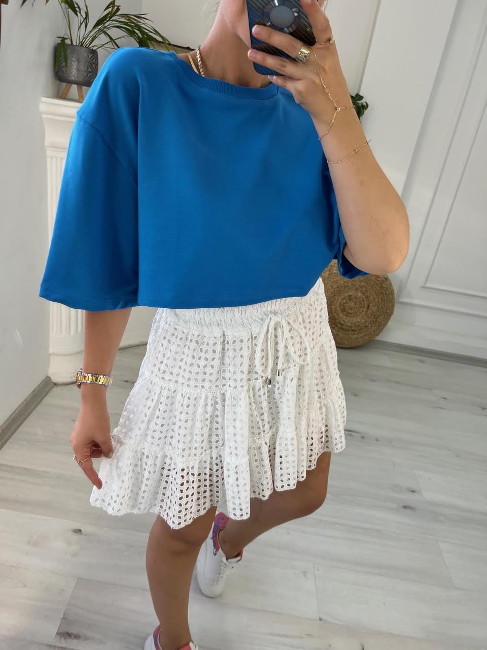 4274 2 İplik Kısa Kollu Tshirt MAVİ