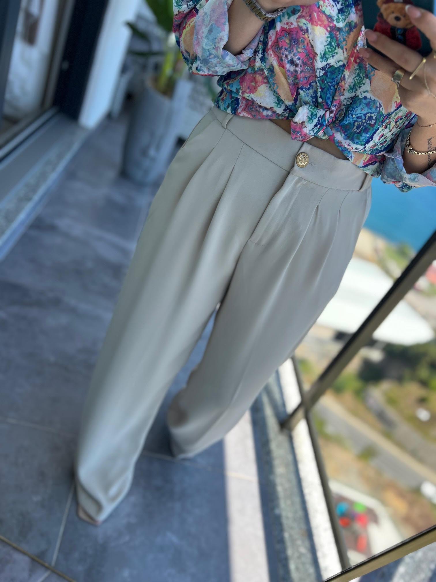 4386 Geniş Pantolon BEJ